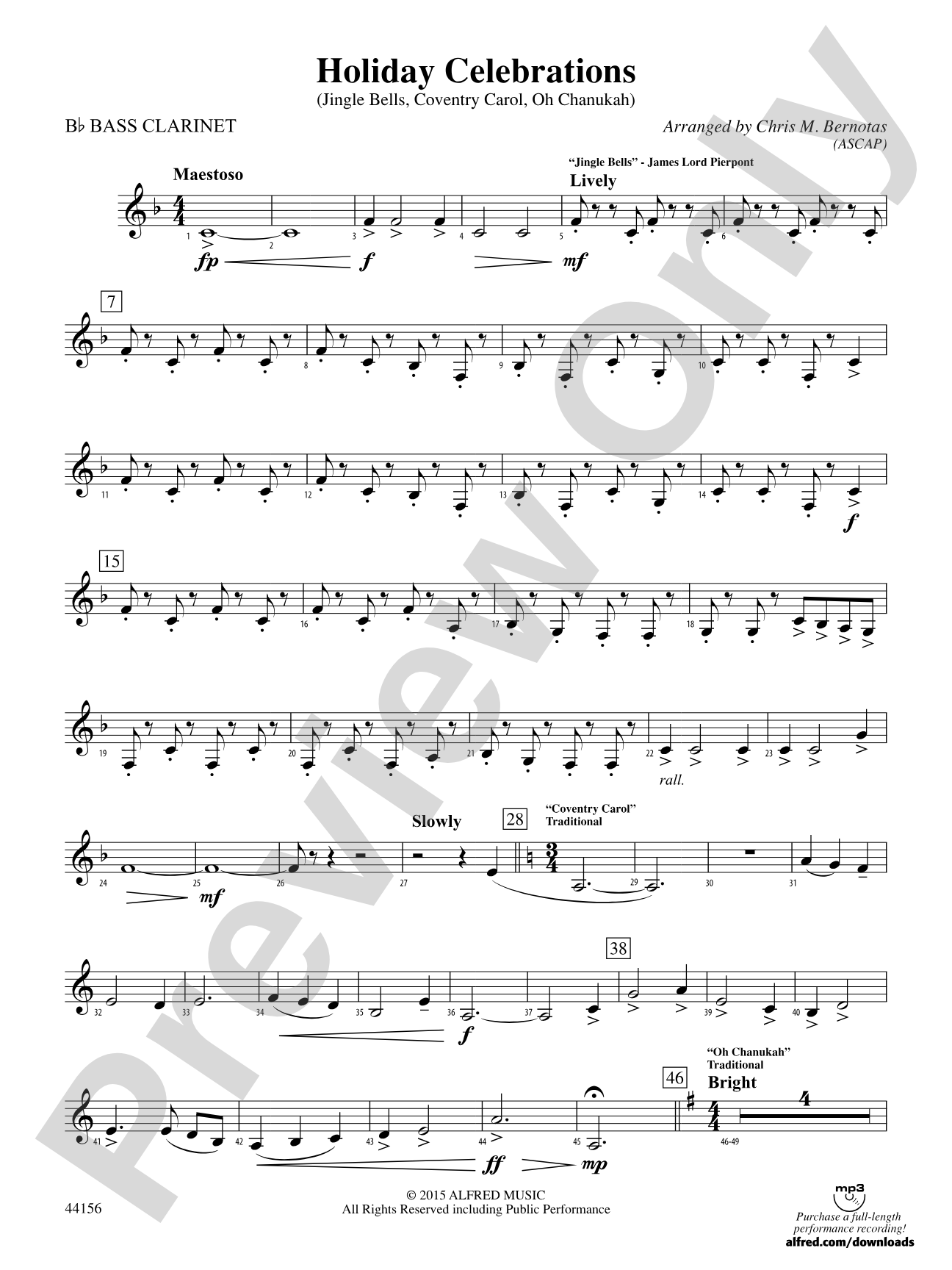 Holiday Celebrations: B-flat Bass Clarinet