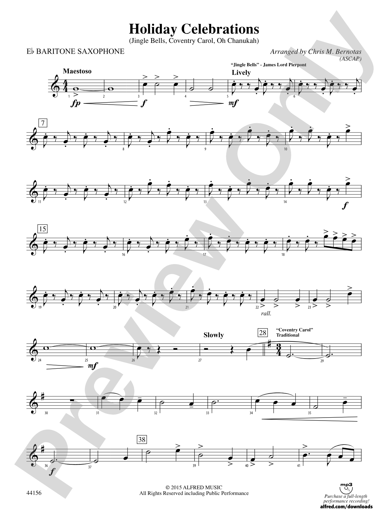 Holiday Celebrations: E-flat Baritone Saxophone