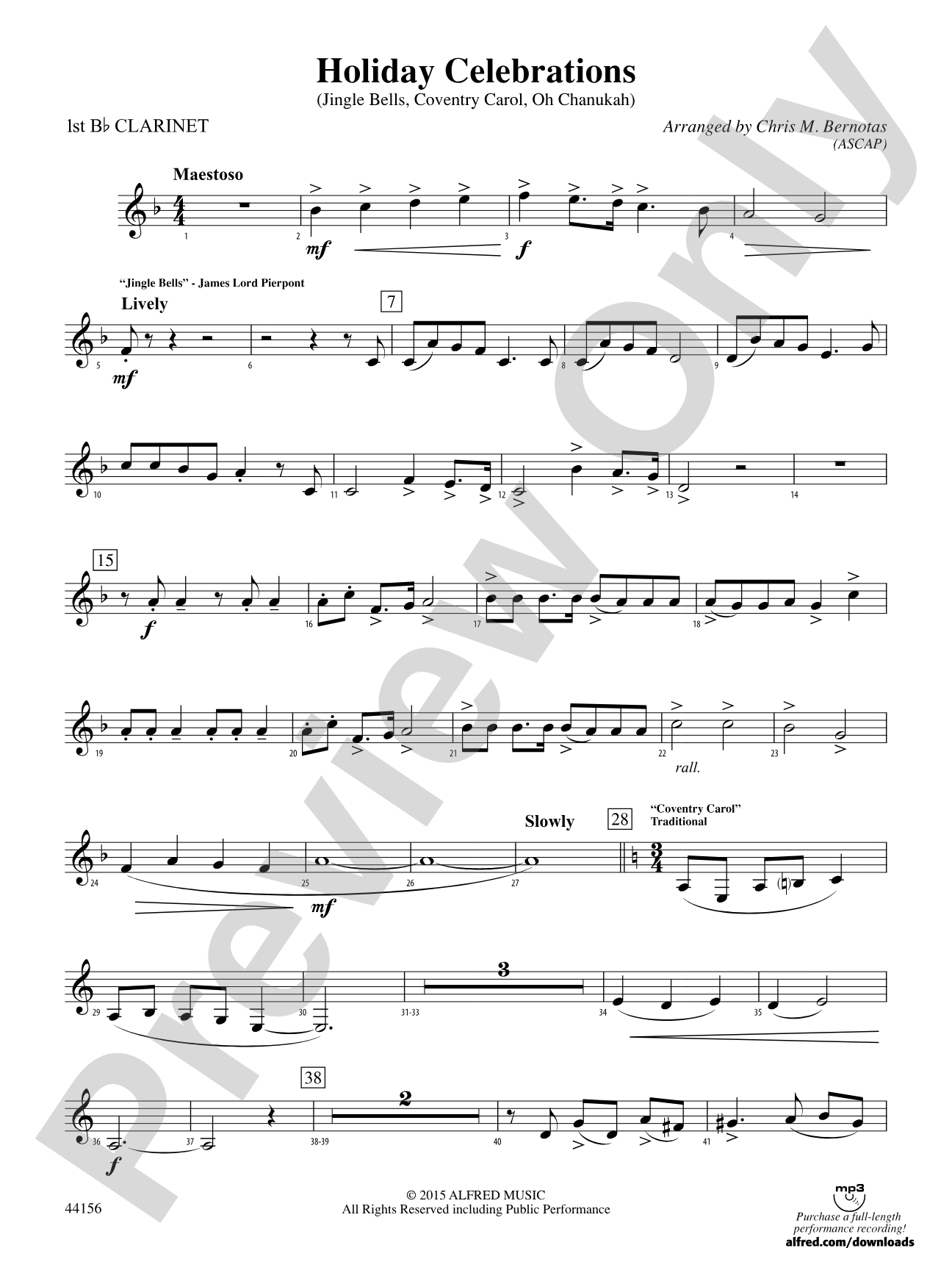 Holiday Celebrations: 1st B-flat Clarinet