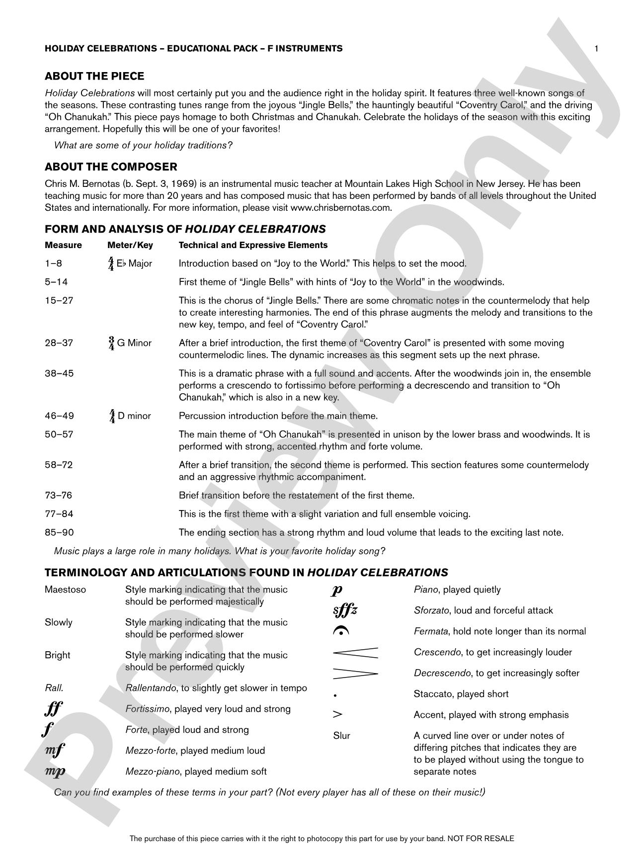 Holiday Celebrations: F Educational Pack