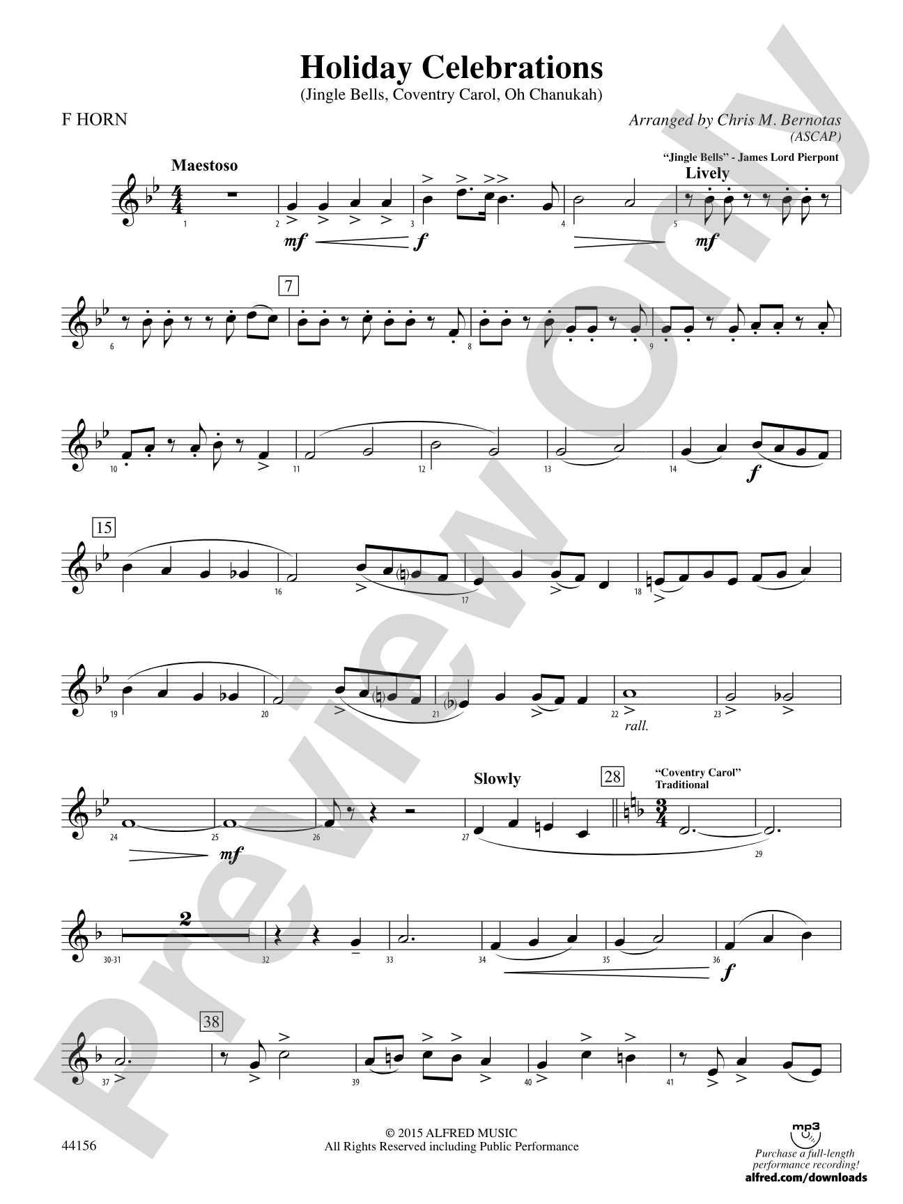 Holiday Celebrations: 1st F Horn