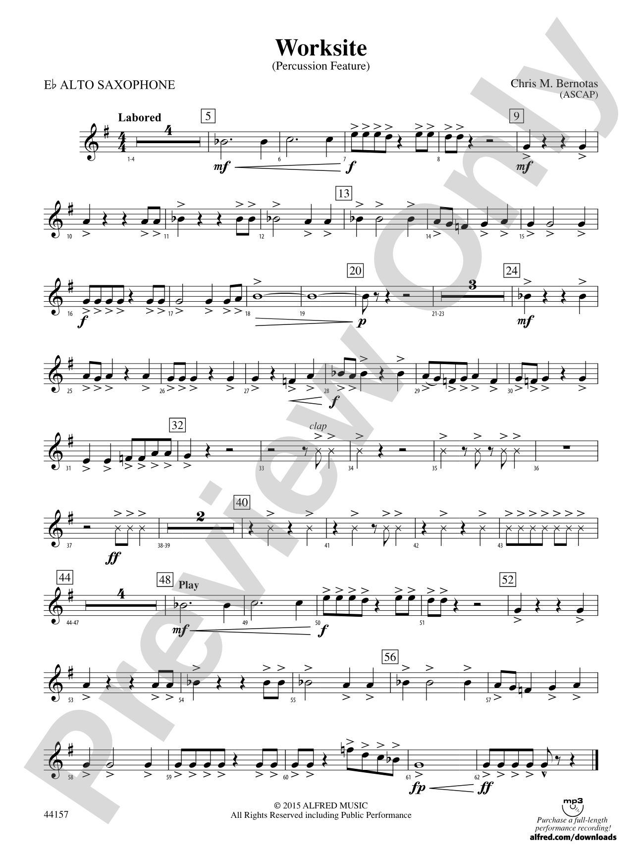 Worksite: E-flat Alto Saxophone