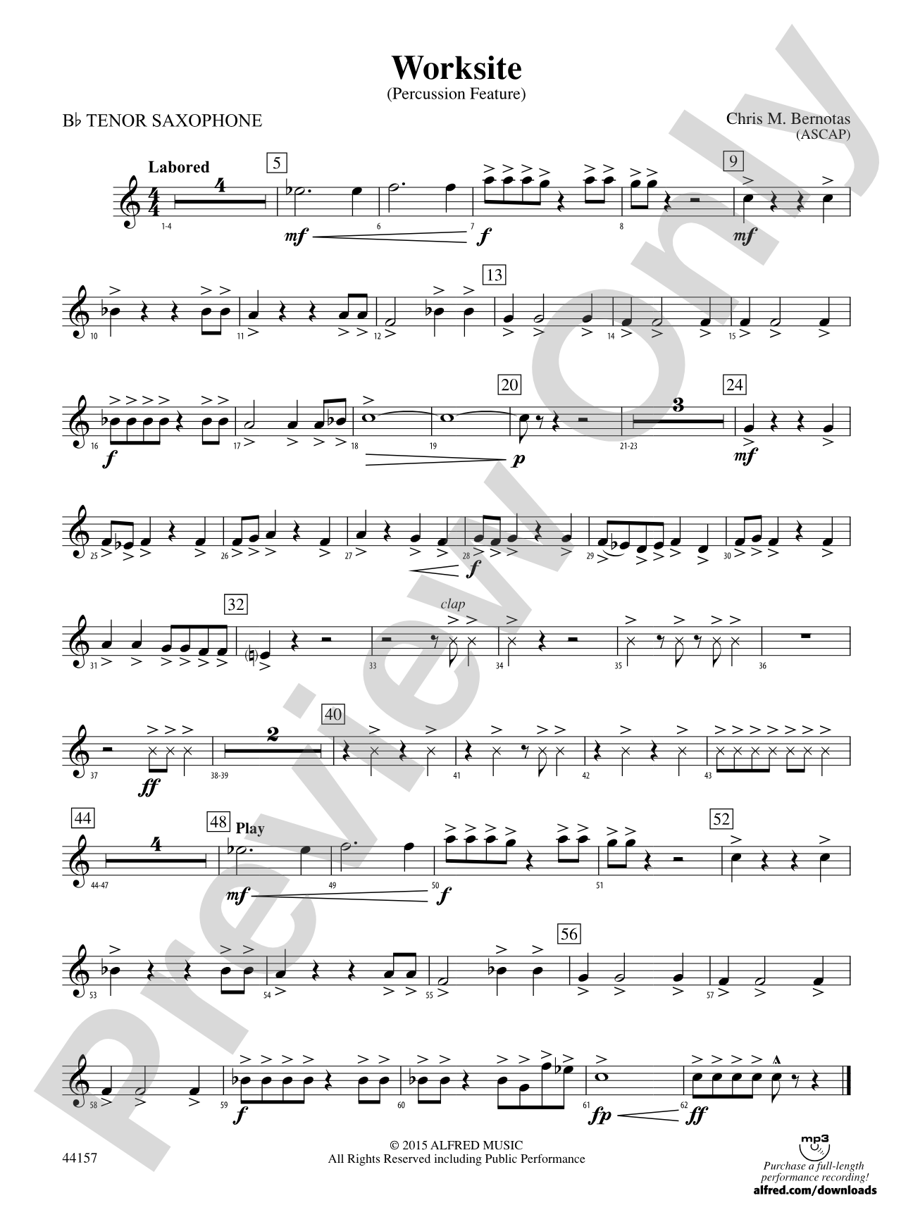 Worksite: B-flat Tenor Saxophone
