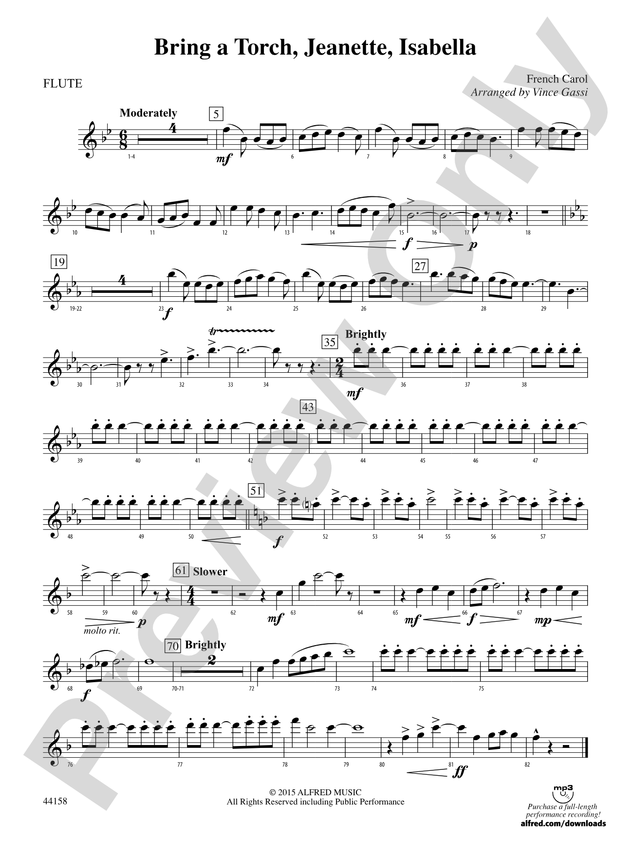 Bring a Torch, Jeanette, Isabella: Flute