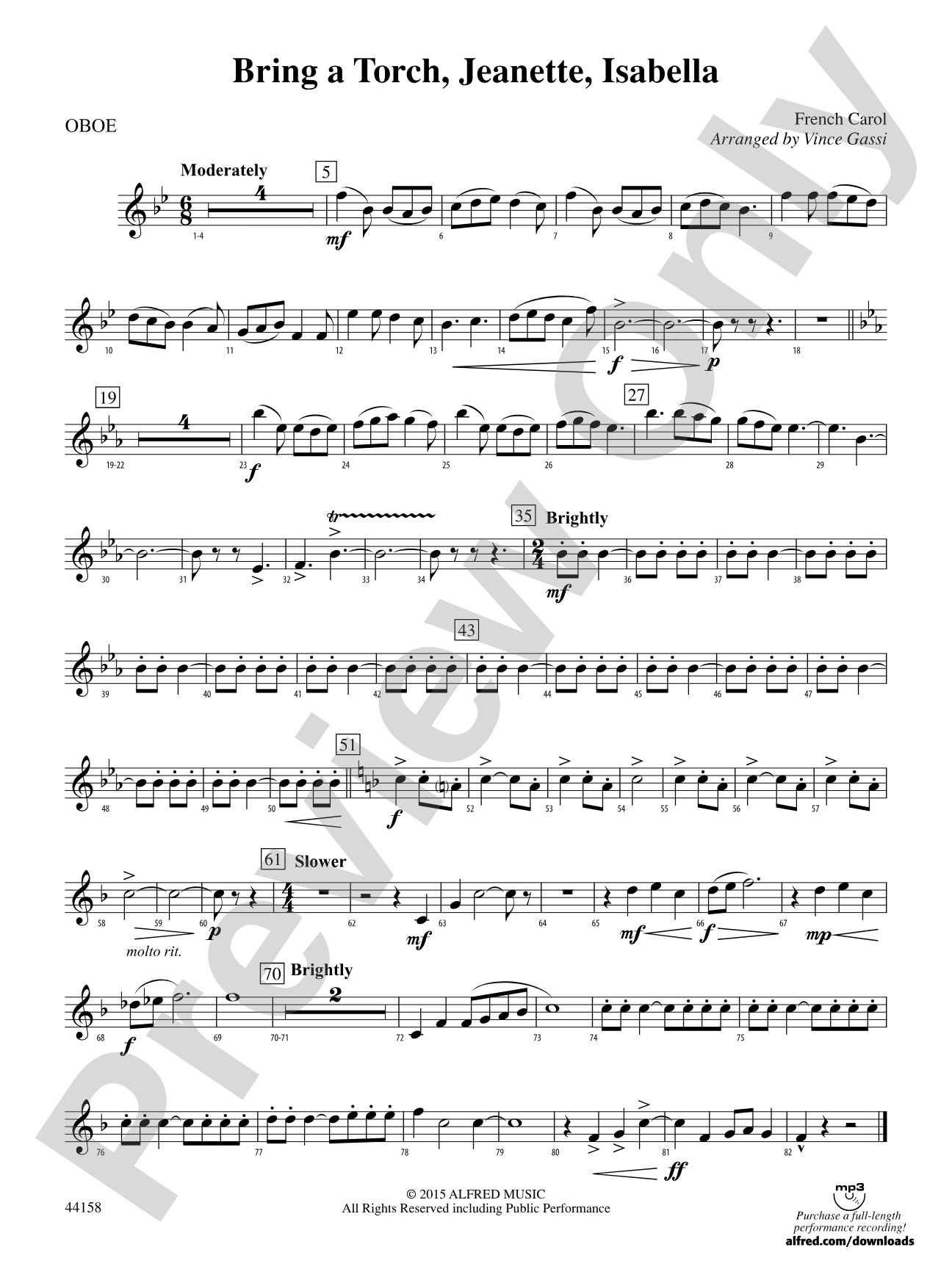 Bring a Torch, Jeanette, Isabella: Oboe