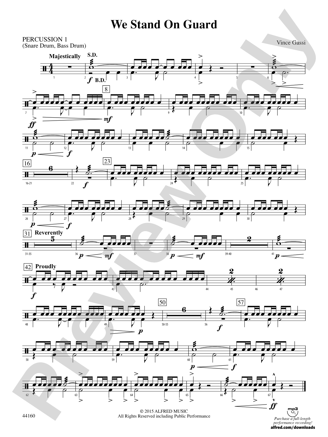 We Stand on Guard: 1st Percussion