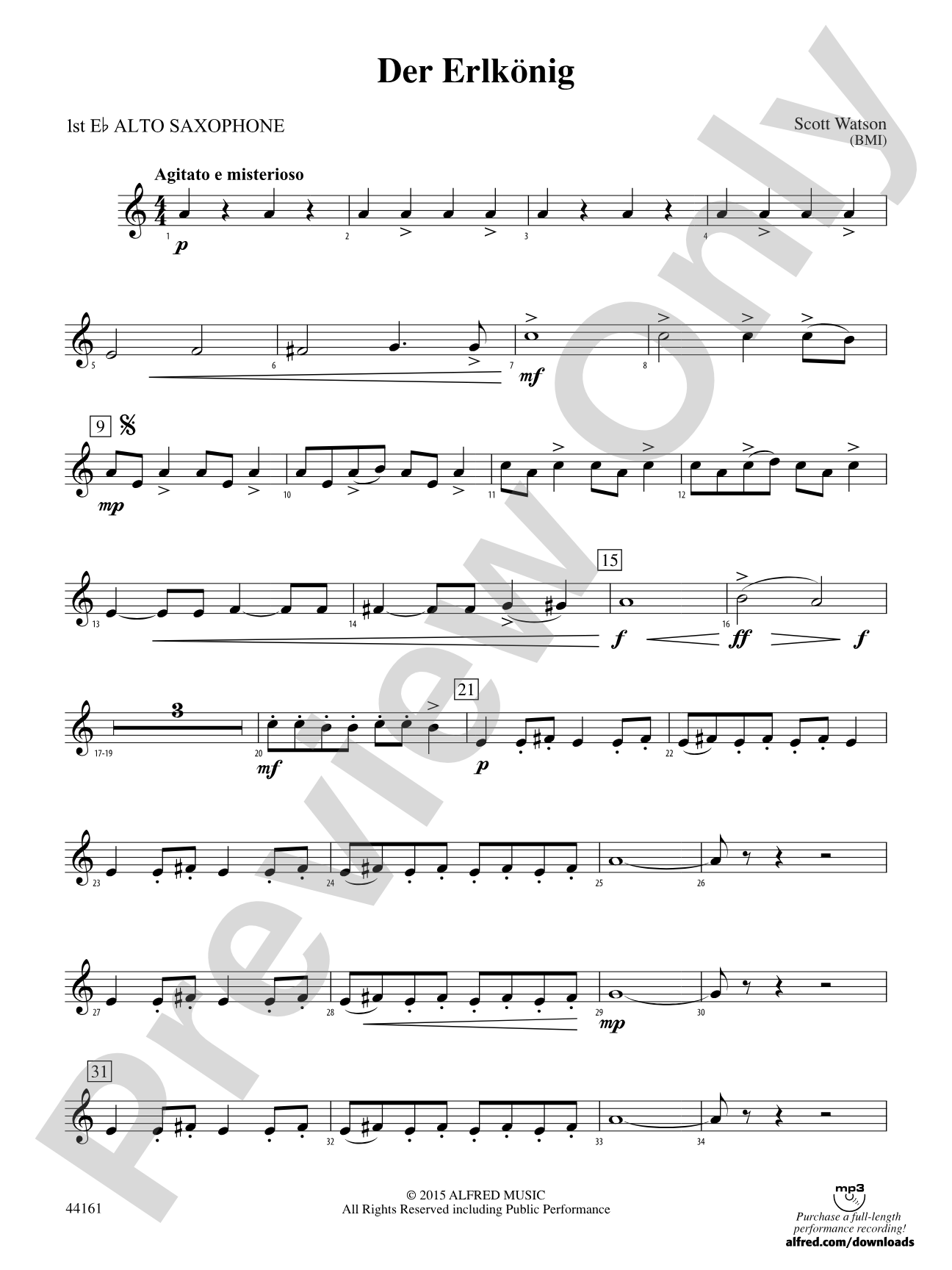 Der Erlkönig: E-flat Alto Saxophone