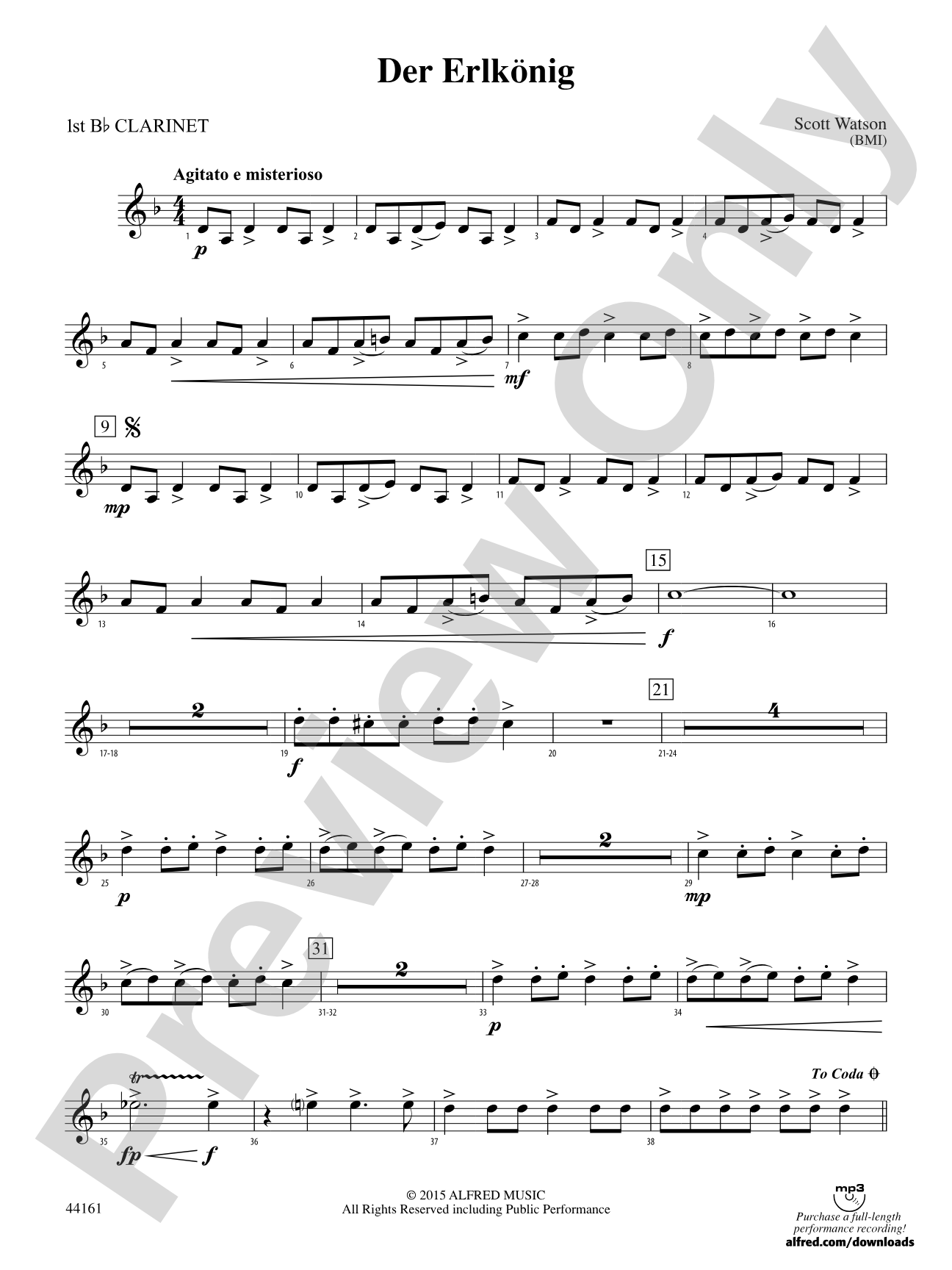 Der Erlkönig: 1st B-flat Clarinet