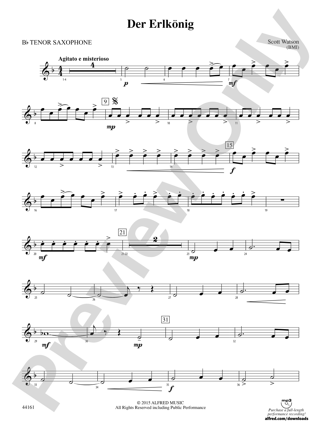Der Erlkönig: B-flat Tenor Saxophone