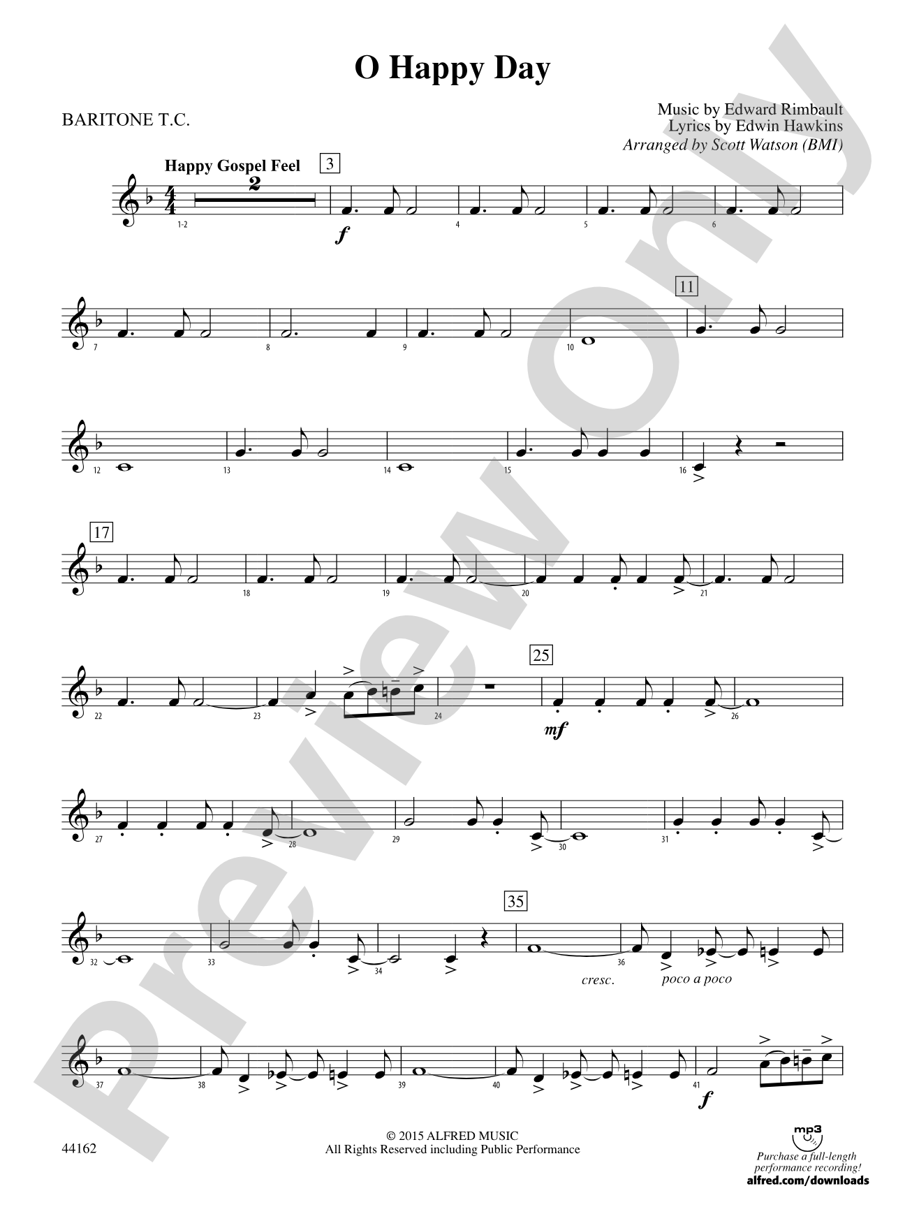 O Happy Day: Baritone T.C.