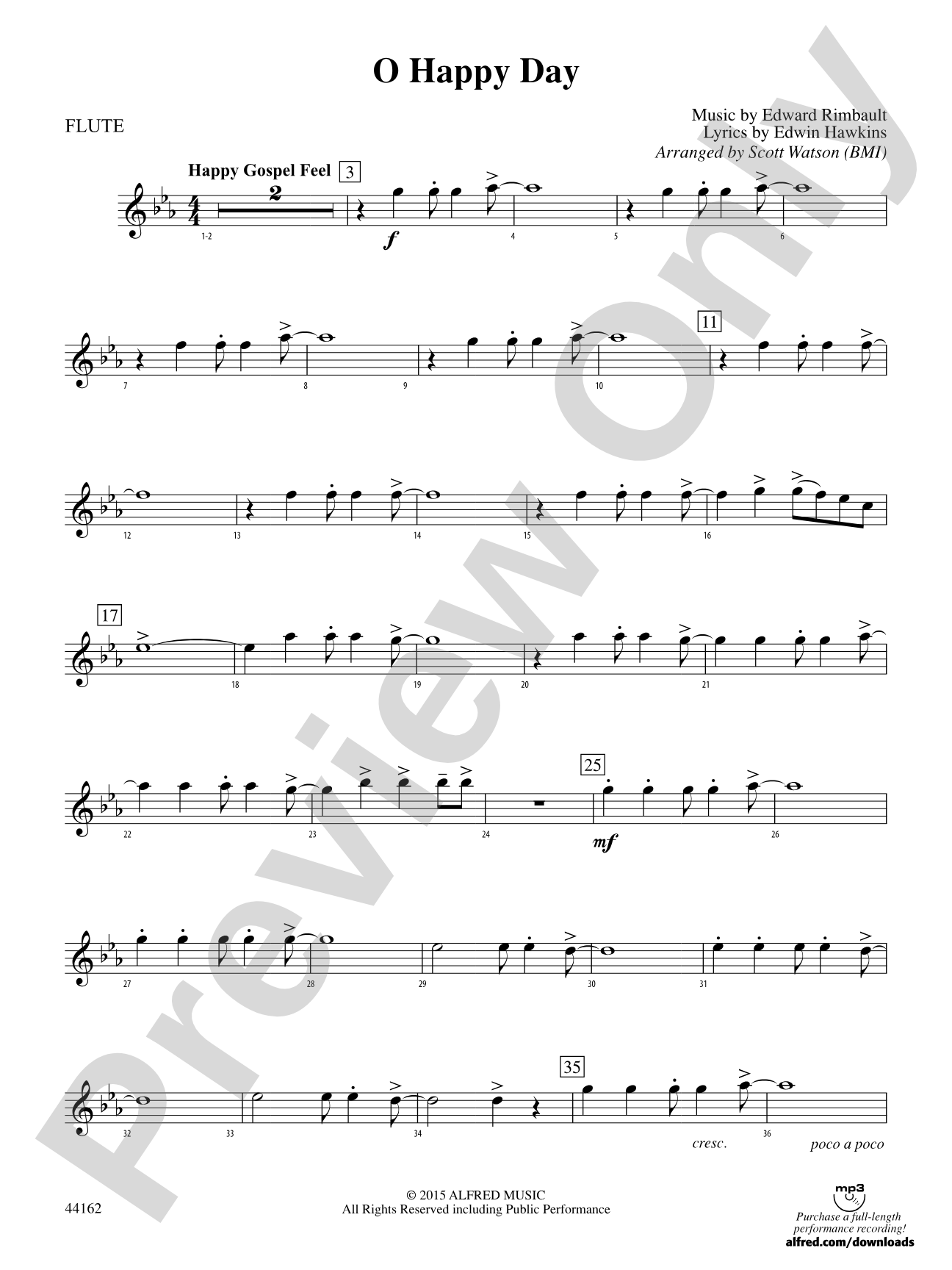 O Happy Day: Flute