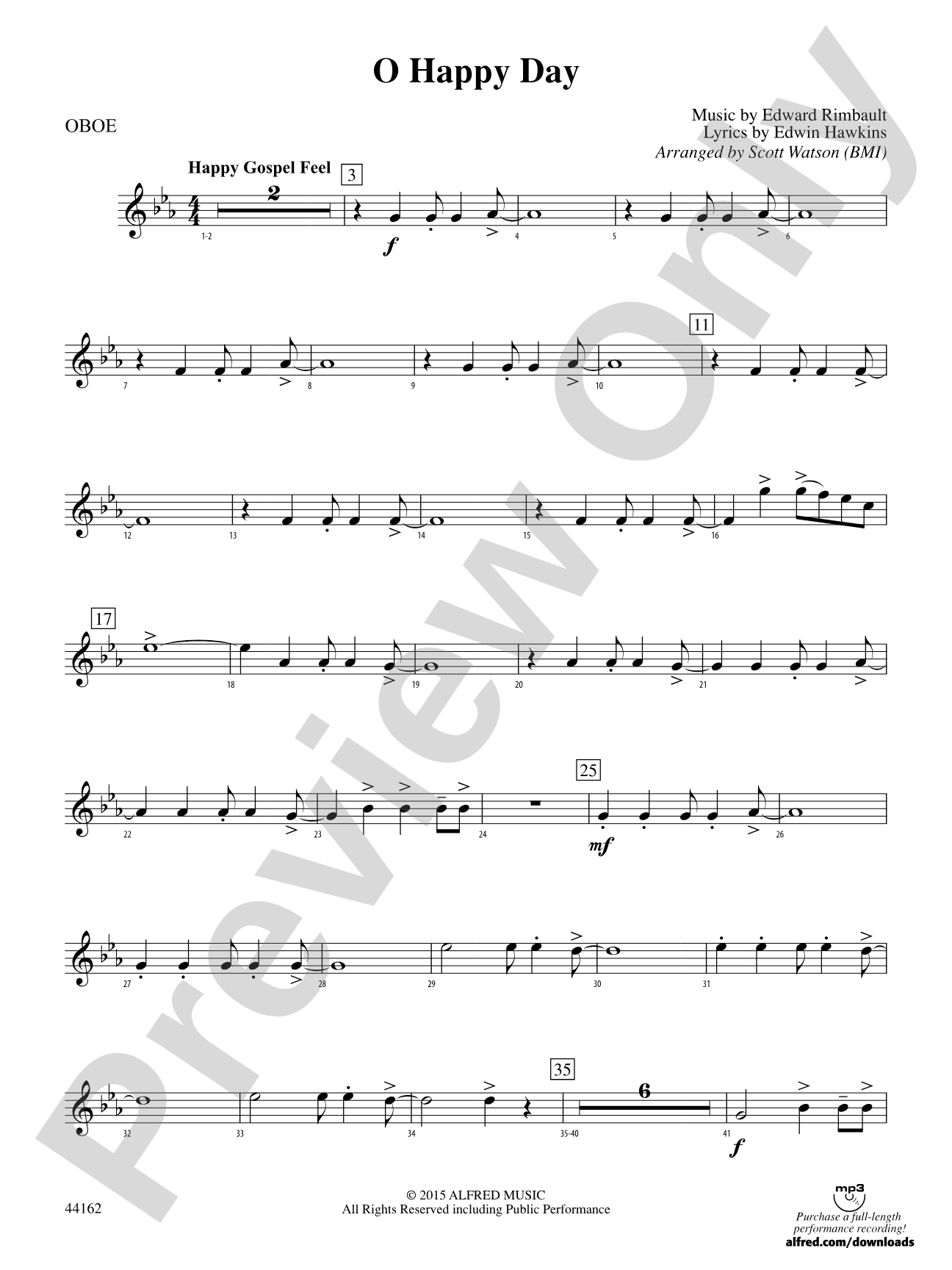 O Happy Day: Oboe