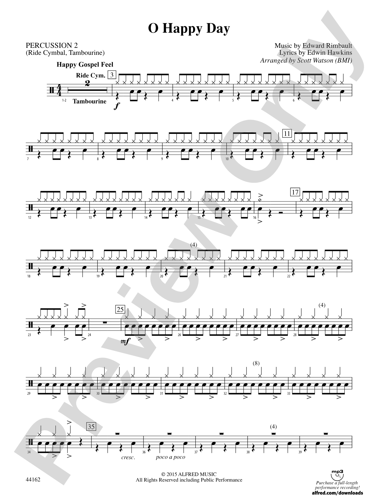 O Happy Day: 2nd Percussion