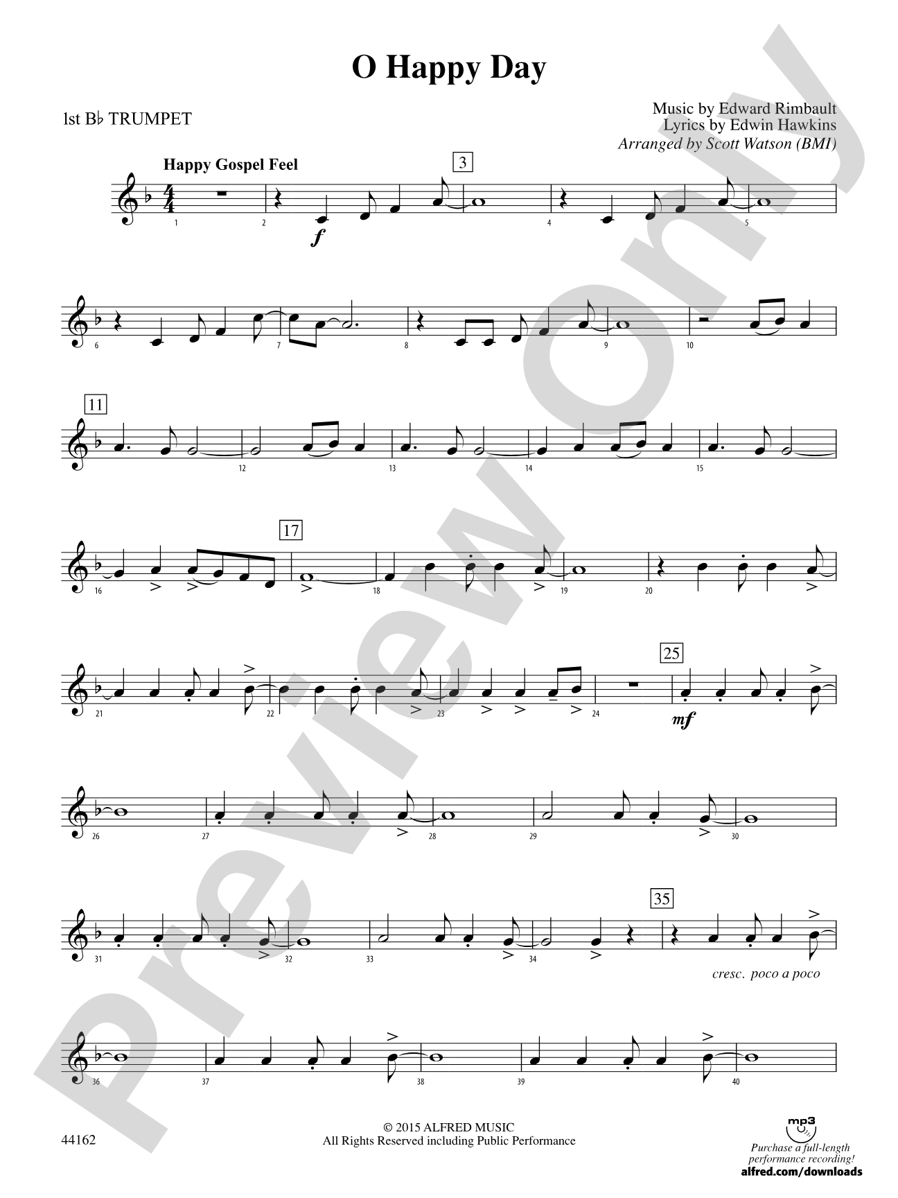 O Happy Day: 1st B-flat Trumpet