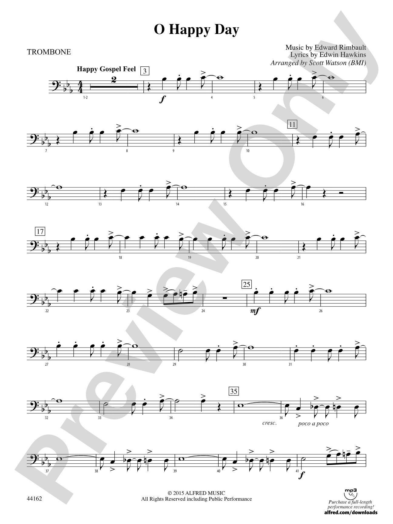 O Happy Day: 1st Trombone