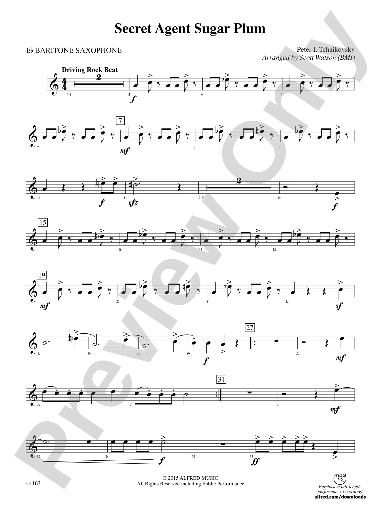 Secret Agent Sugar Plum: E-flat Baritone Saxophone