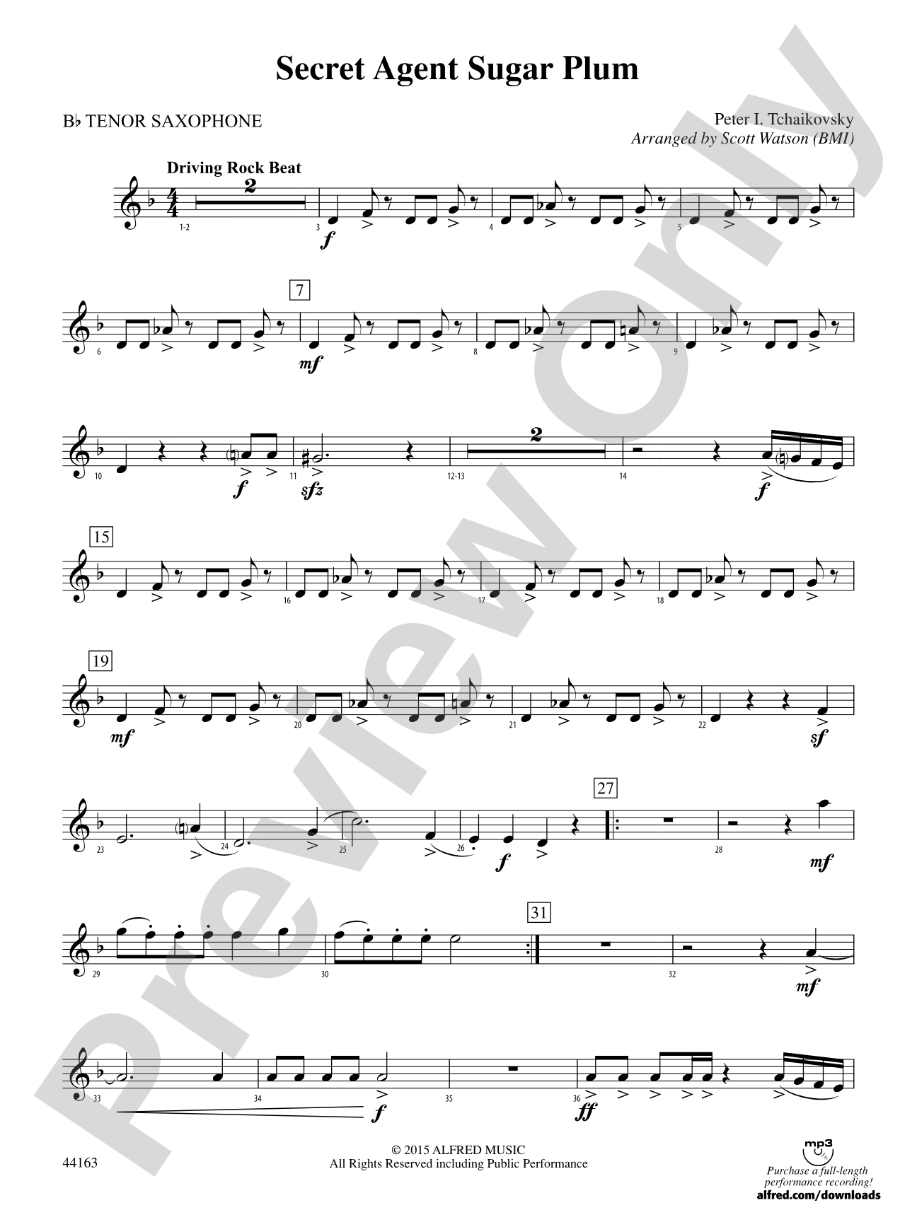 Secret Agent Sugar Plum: B-flat Tenor Saxophone
