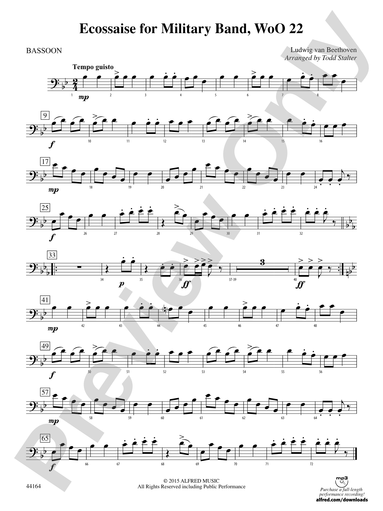 Ecossaise for Military Band, WoO 22: Bassoon