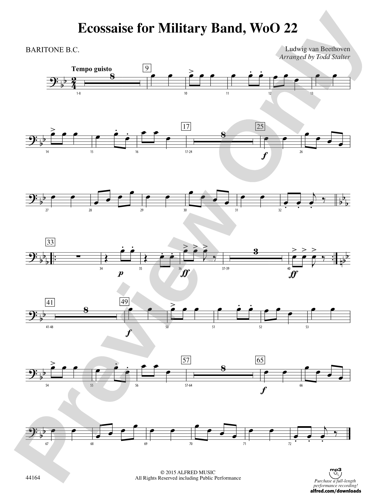 Ecossaise for Military Band, WoO 22: Baritone B.C.