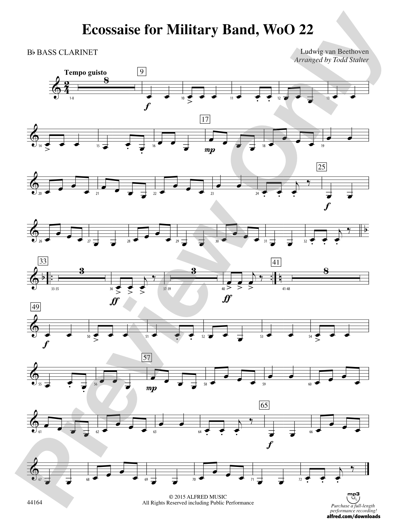 Ecossaise for Military Band, WoO 22: B-flat Bass Clarinet