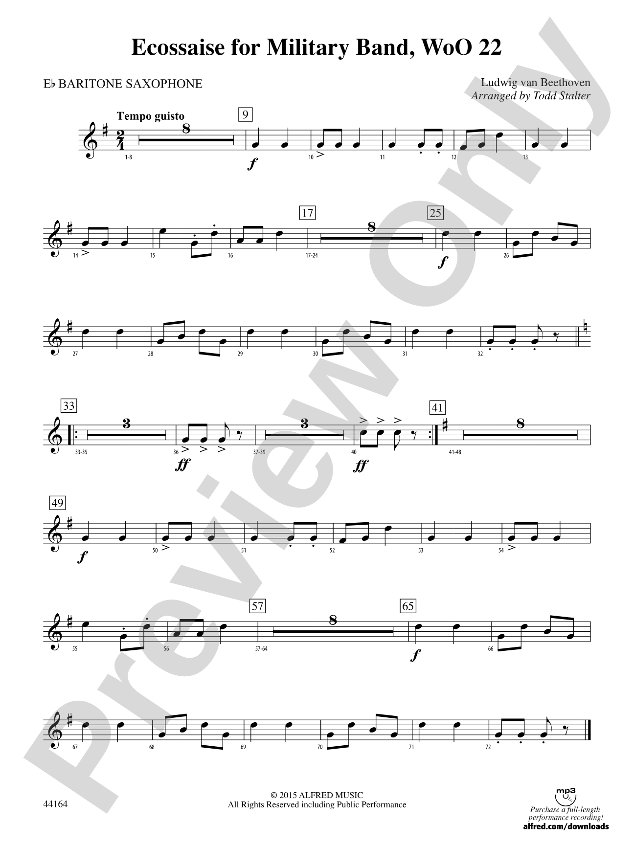 Ecossaise for Military Band, WoO 22: E-flat Baritone Saxophone