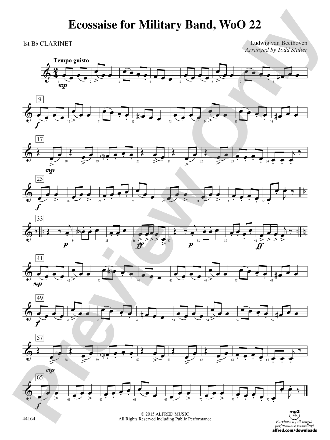 Ecossaise for Military Band, WoO 22: 1st B-flat Clarinet