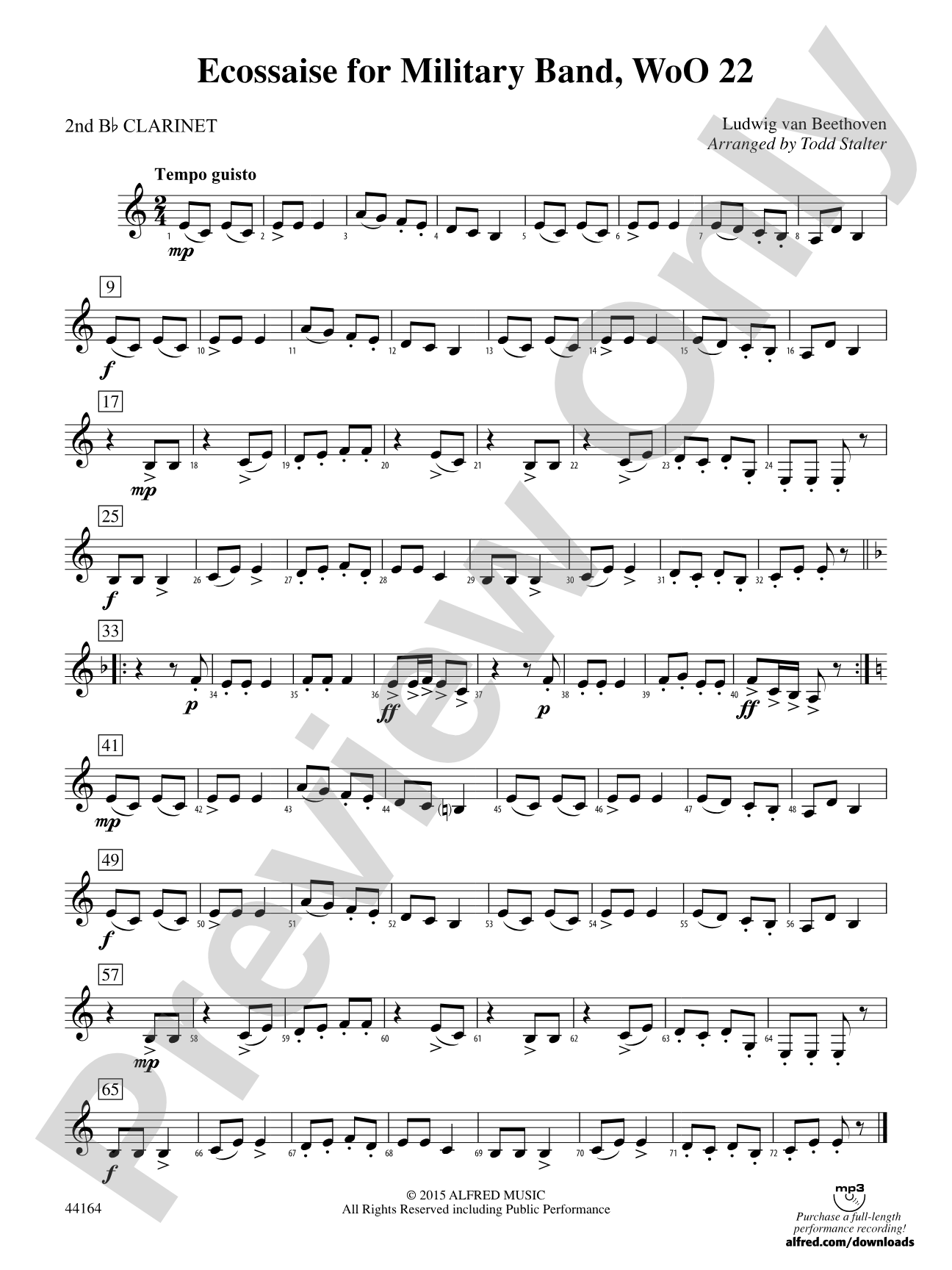 Ecossaise for Military Band, WoO 22: 2nd B-flat Clarinet