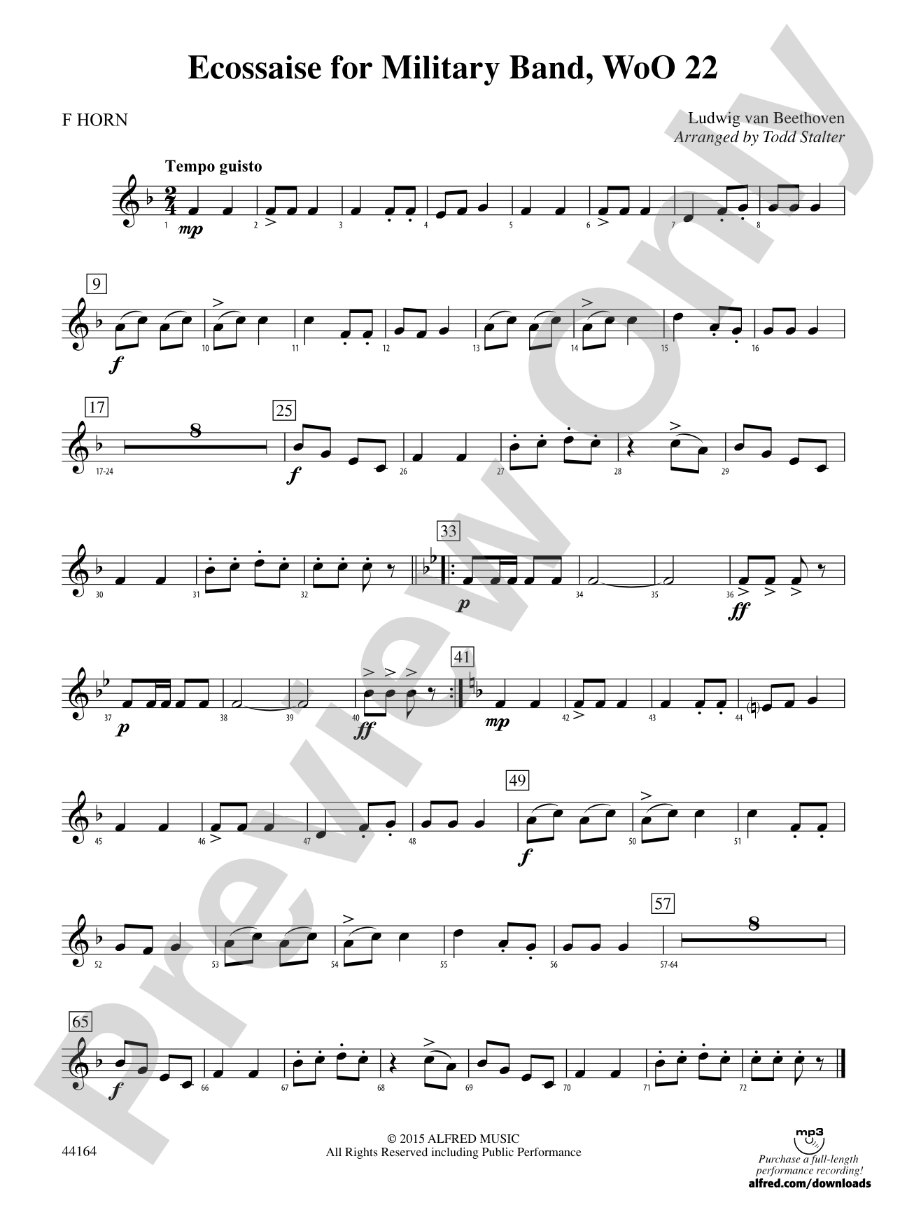 Ecossaise for Military Band, WoO 22: 1st F Horn