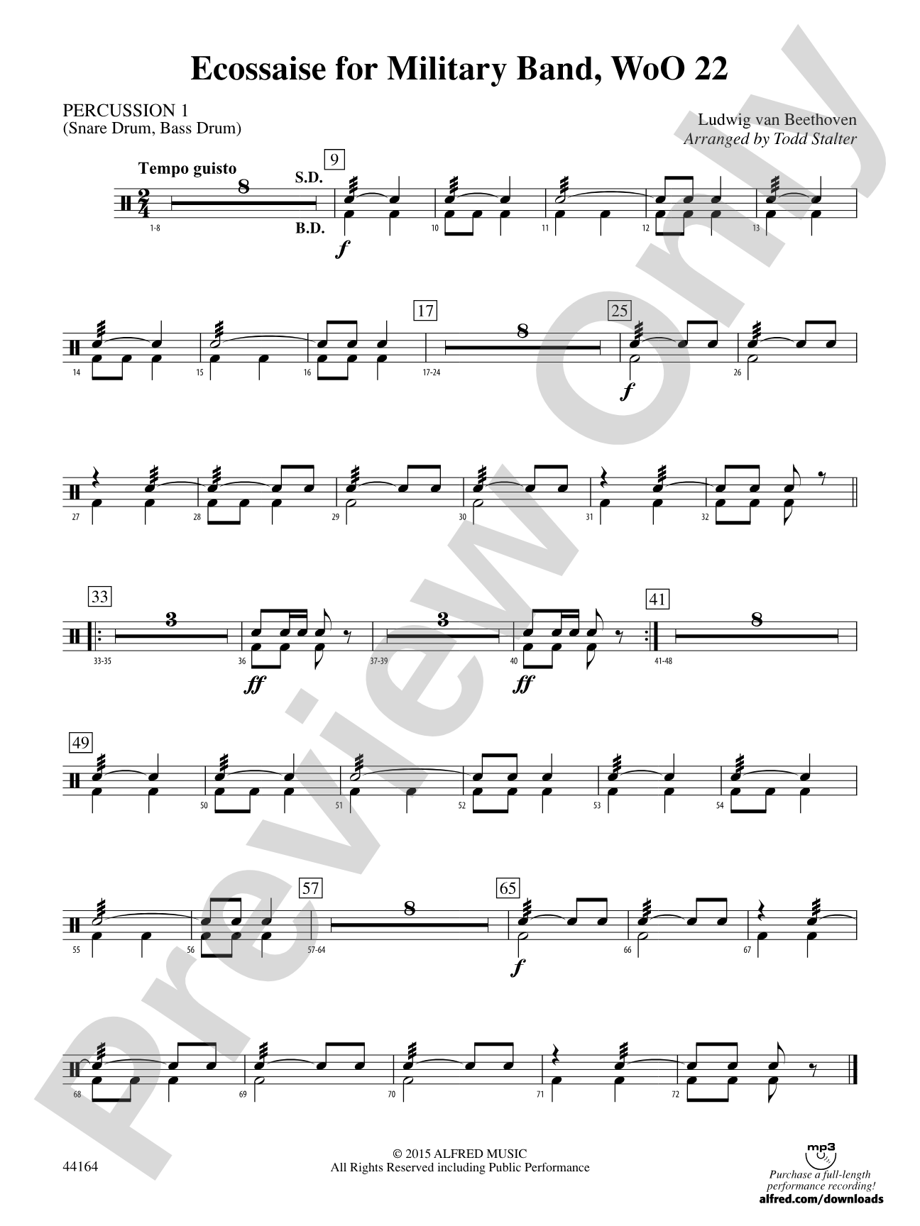 Ecossaise for Military Band, WoO 22: 1st Percussion