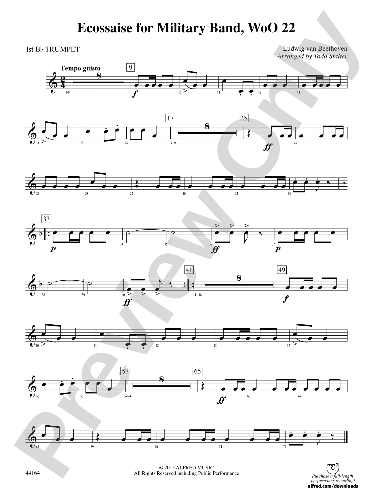 Ecossaise for Military Band, WoO 22: 1st B-flat Trumpet