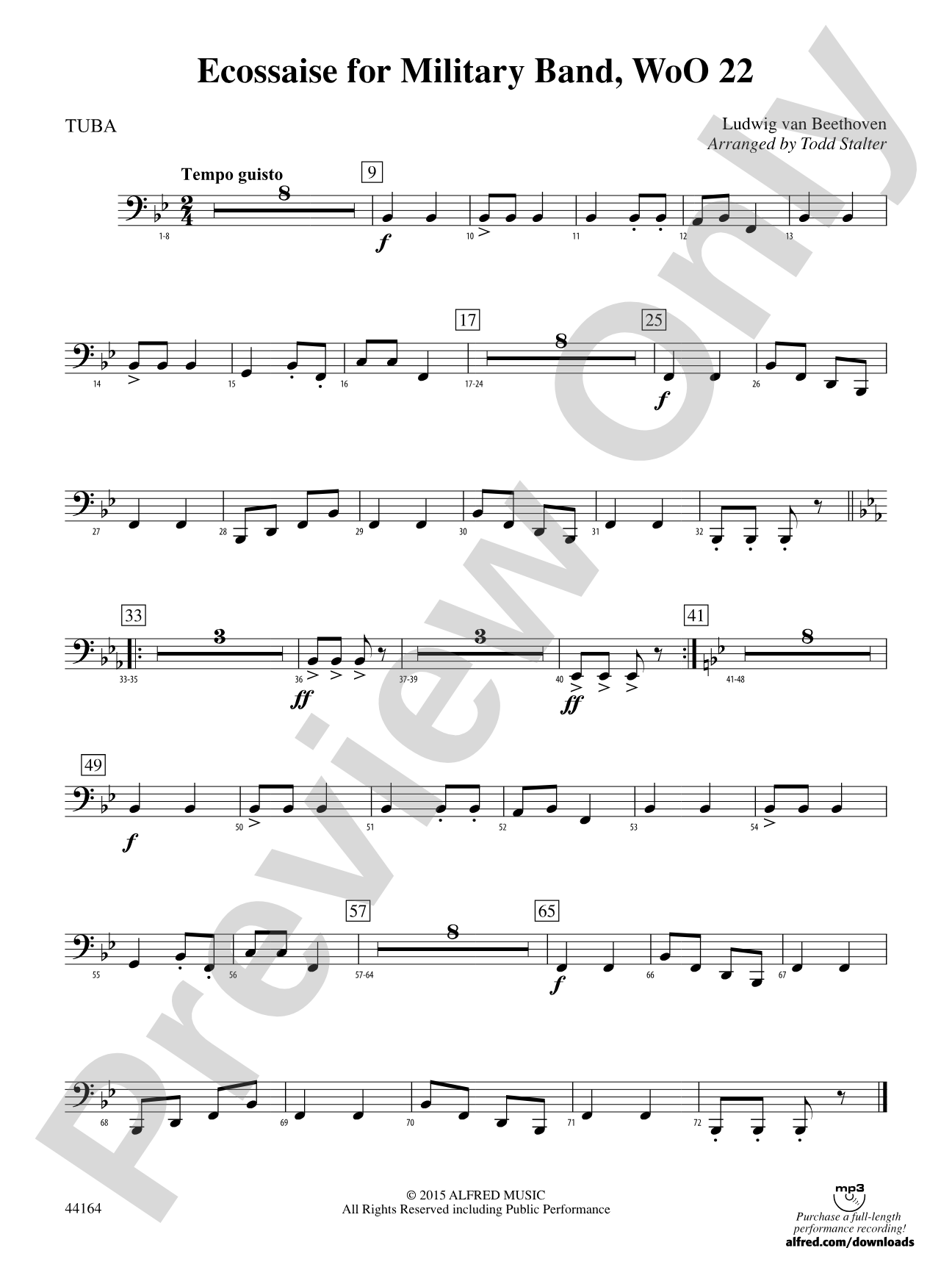 Ecossaise for Military Band, WoO 22: Tuba