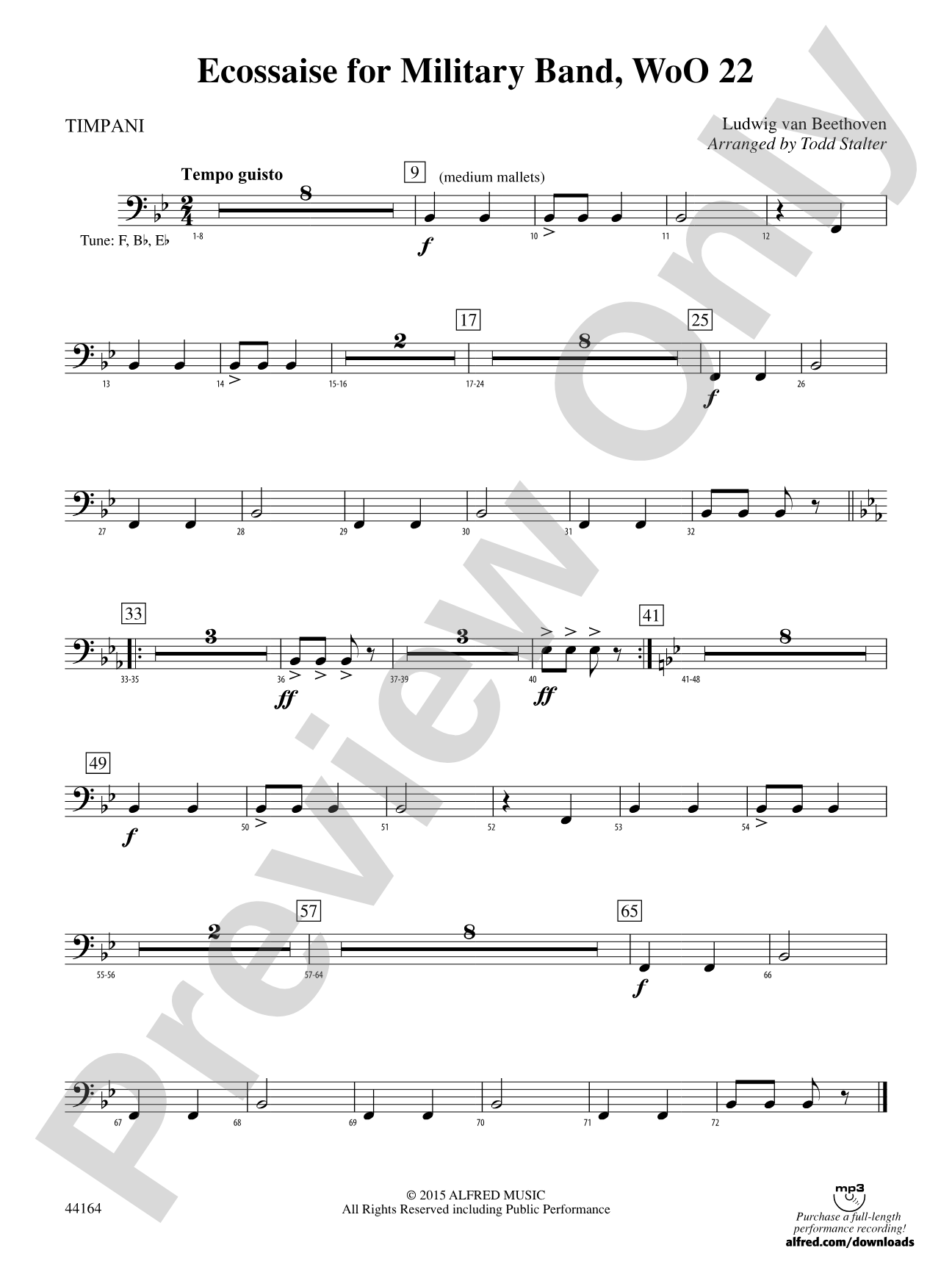 Ecossaise for Military Band, WoO 22: Timpani
