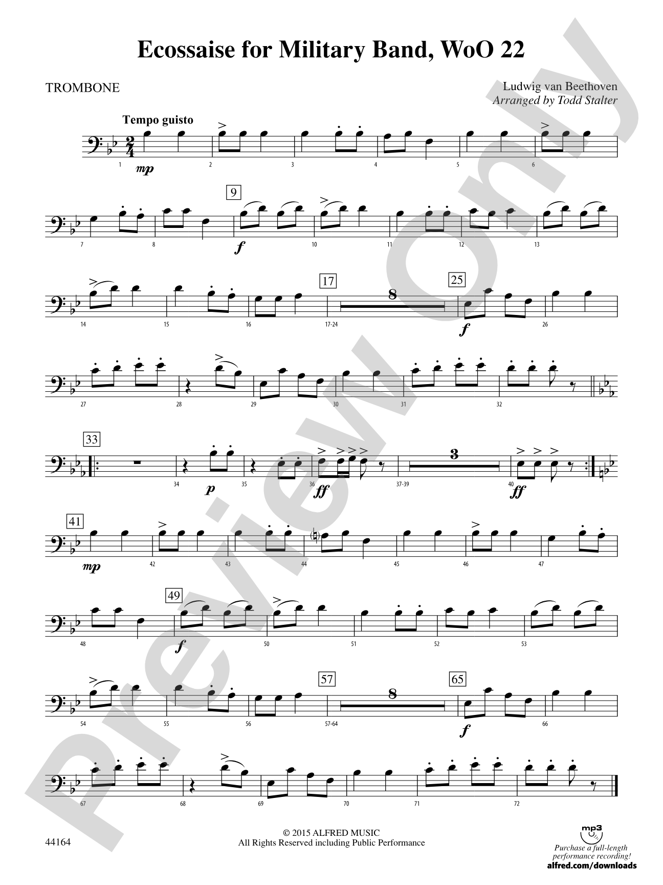 Ecossaise for Military Band, WoO 22: 1st Trombone