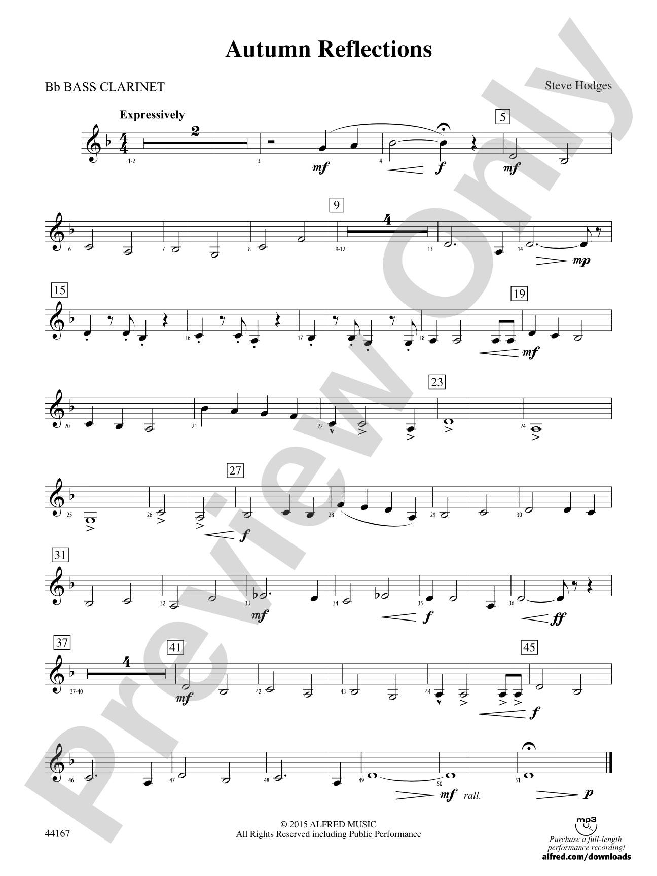 Autumn Reflections: B-flat Bass Clarinet