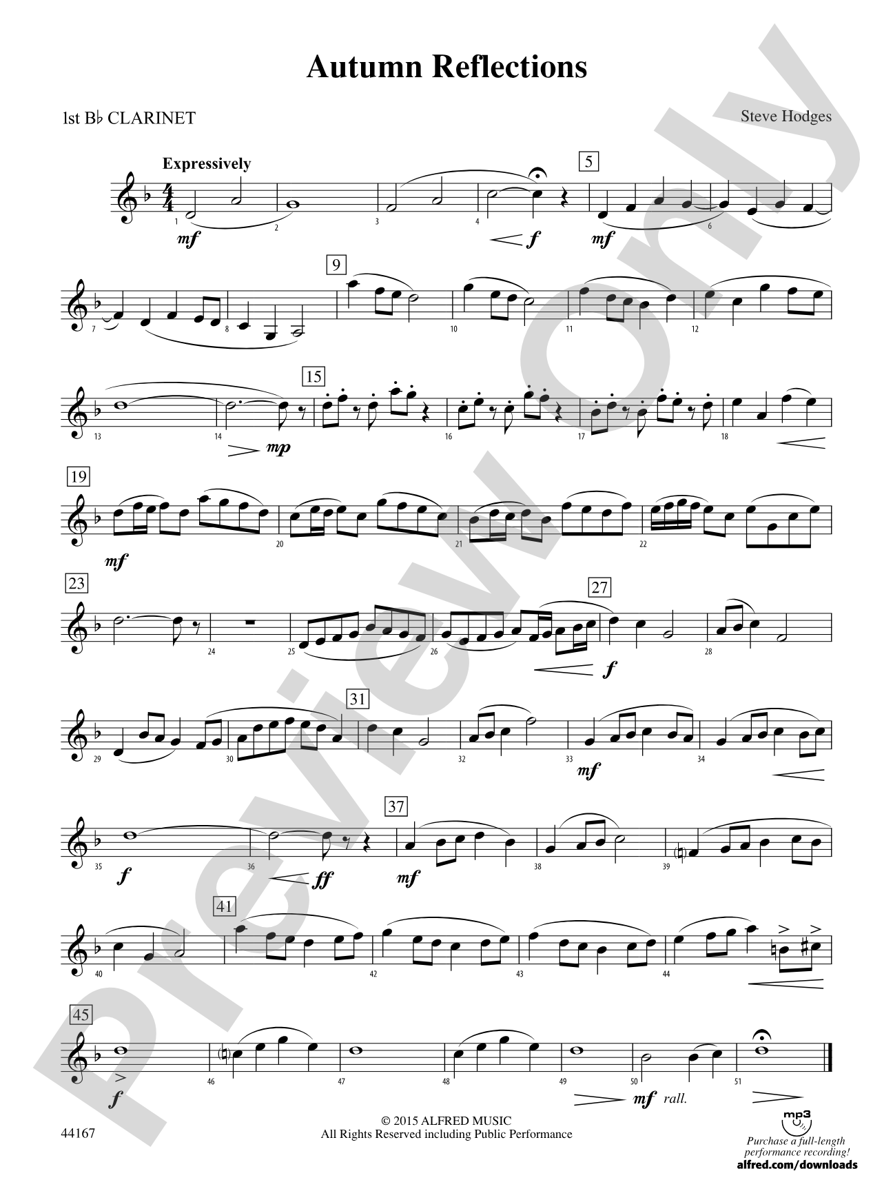 Autumn Reflections: 1st B-flat Clarinet