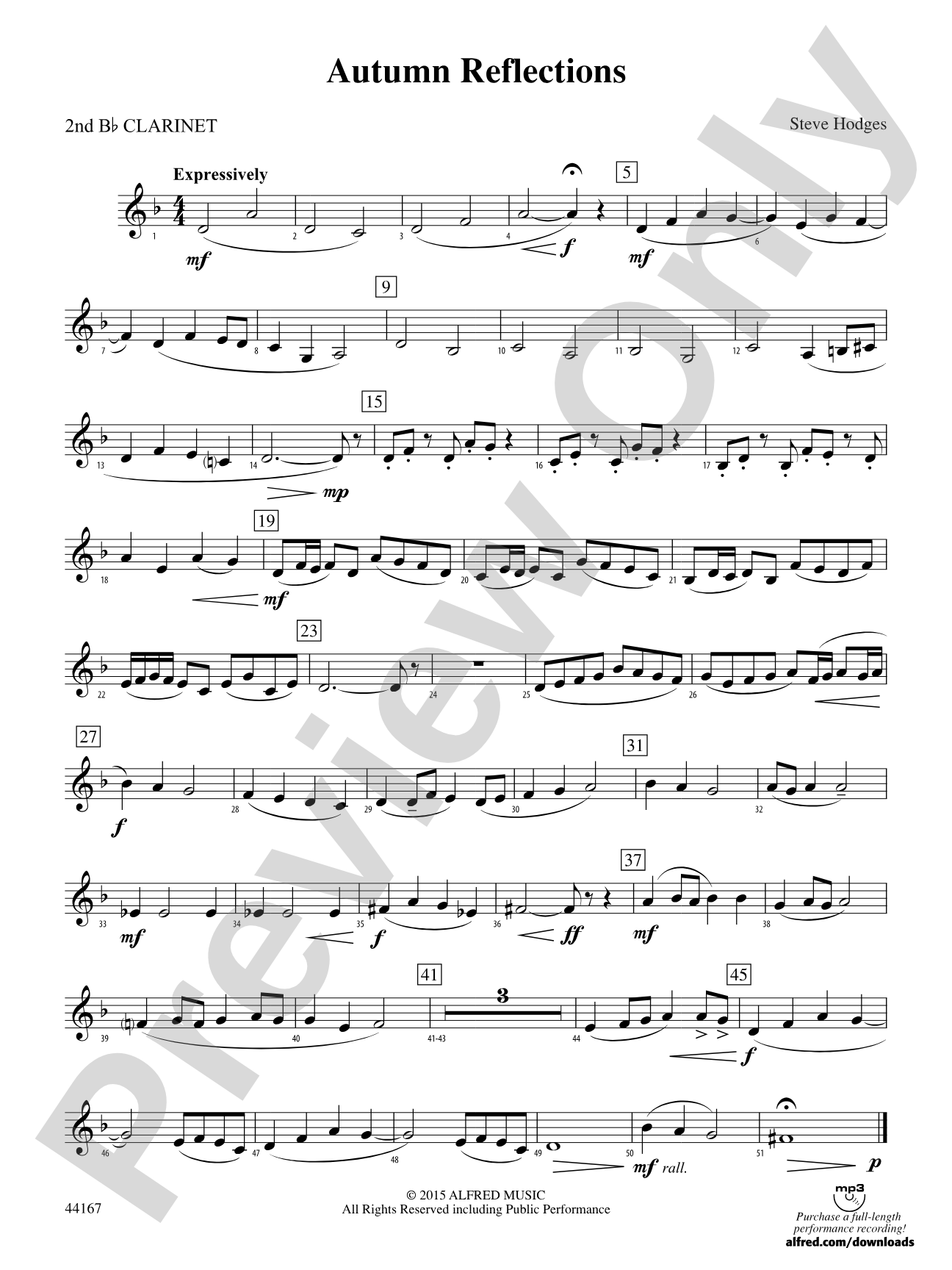 Autumn Reflections: 2nd B-flat Clarinet