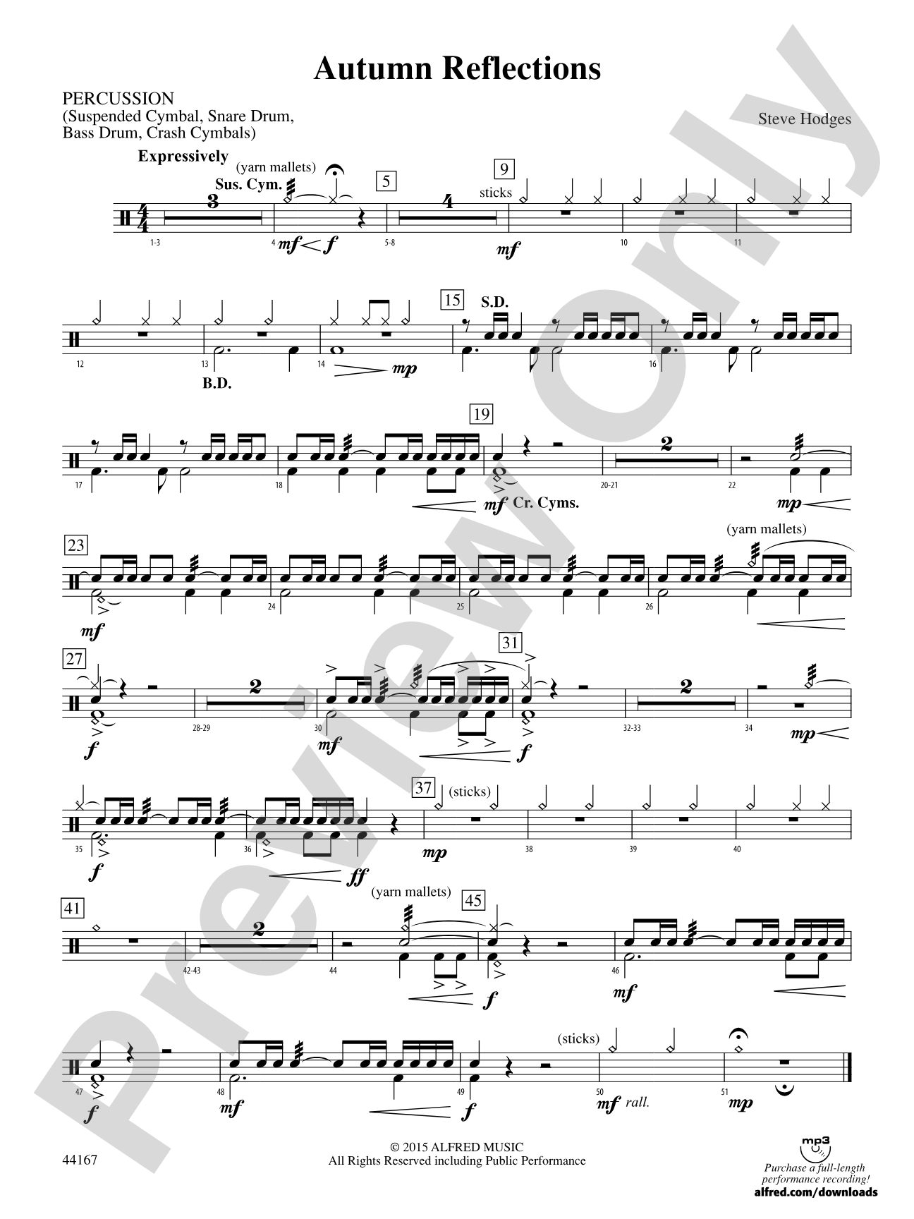 Autumn Reflections: 1st Percussion