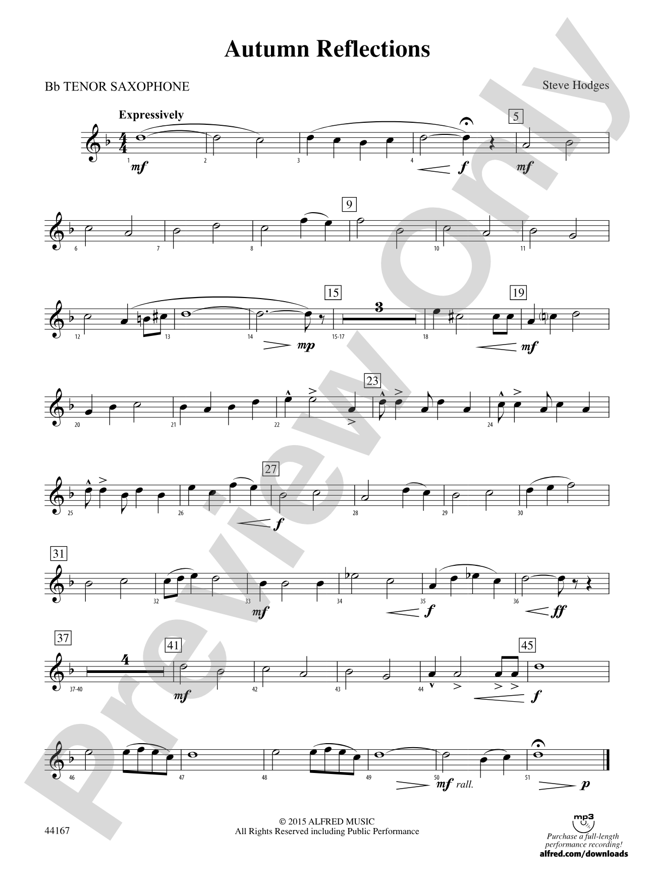 Autumn Reflections: B-flat Tenor Saxophone