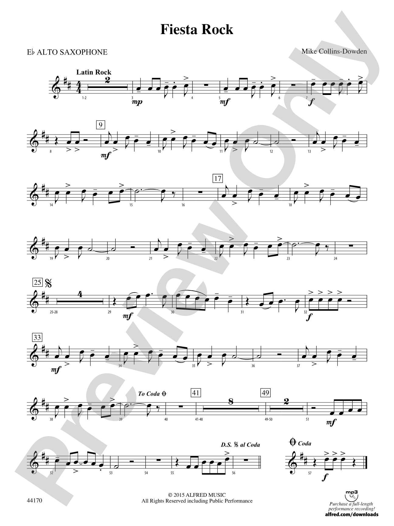 Fiesta Rock: E-flat Alto Saxophone