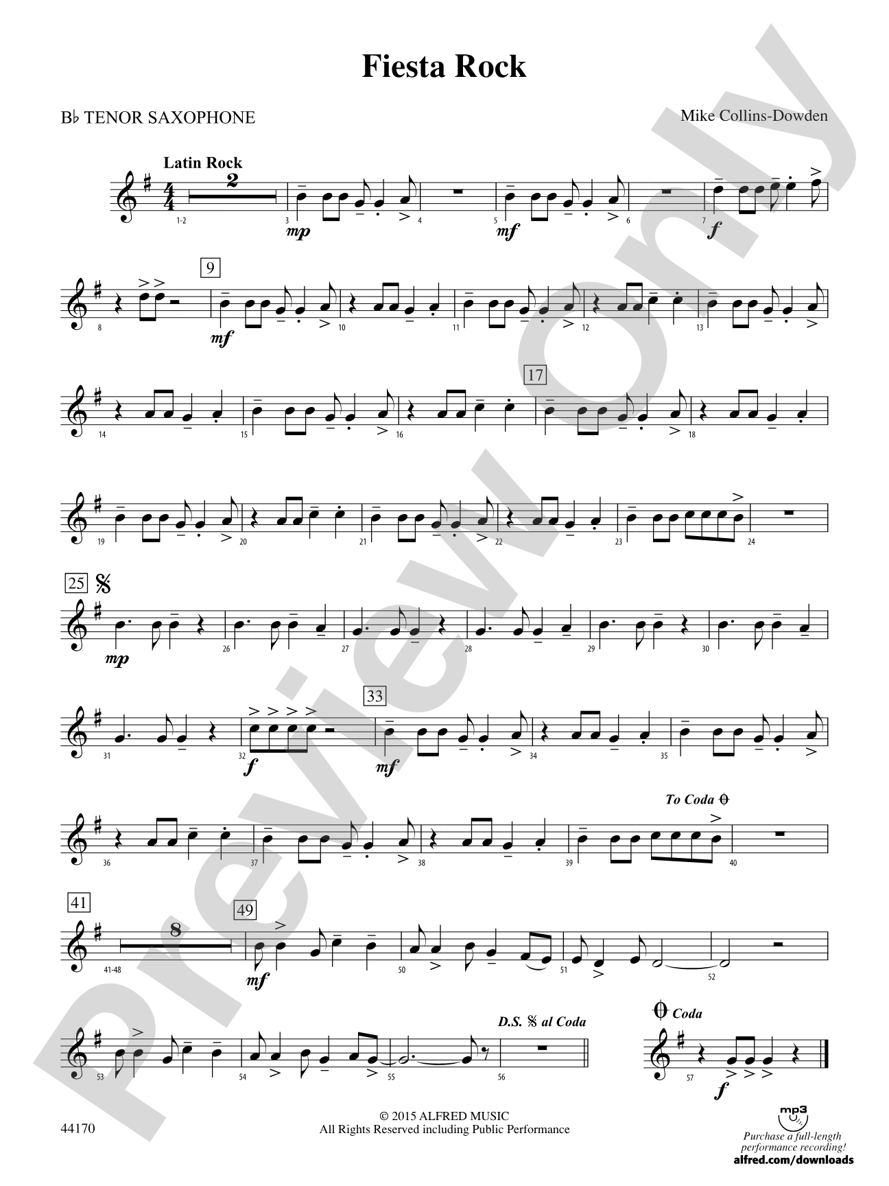 Fiesta Rock: B-flat Tenor Saxophone