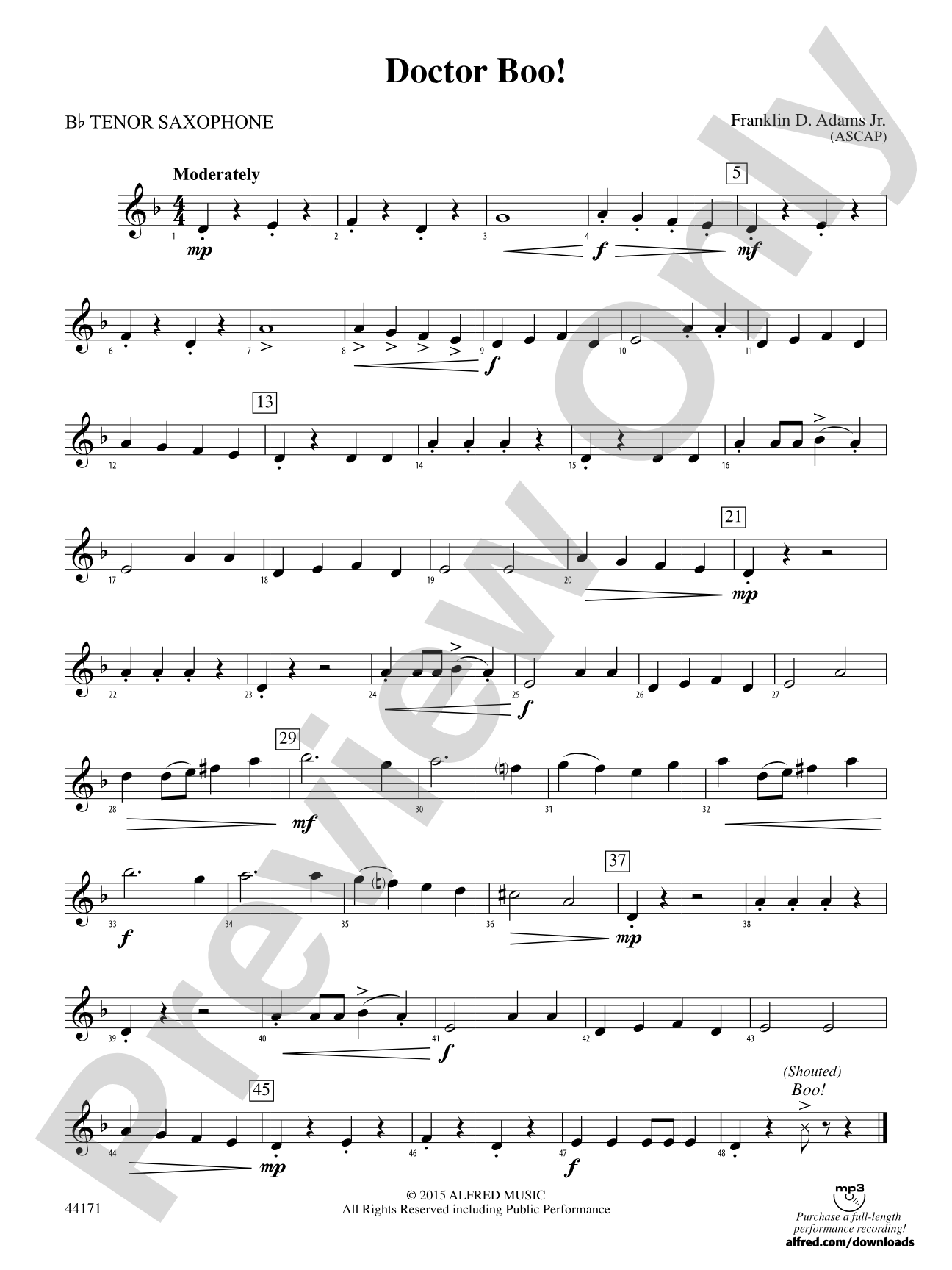 Doctor Boo!: B-flat Tenor Saxophone