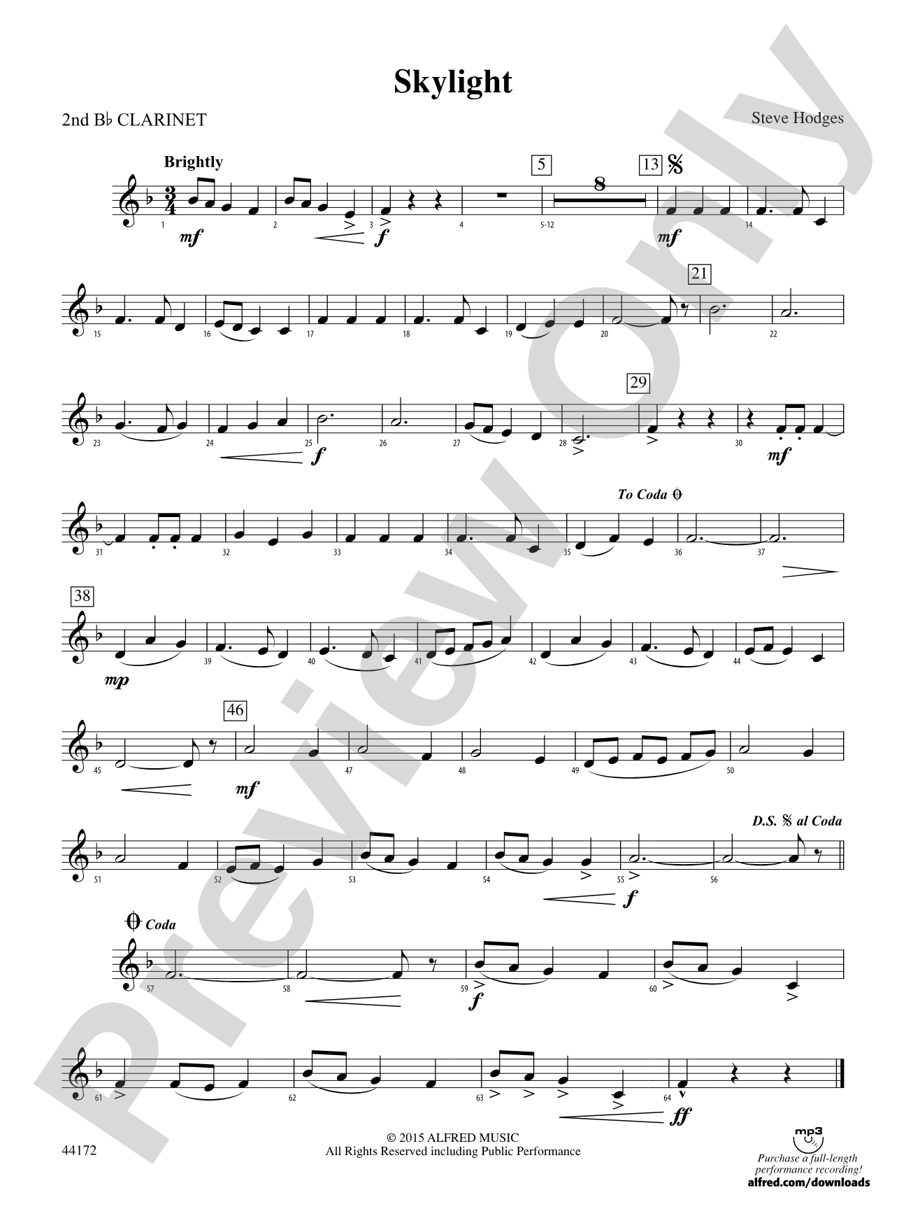 Skylight: 2nd B-flat Clarinet