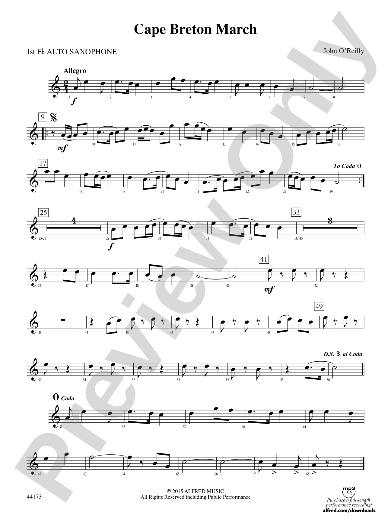 Cape Breton March: E-flat Alto Saxophone