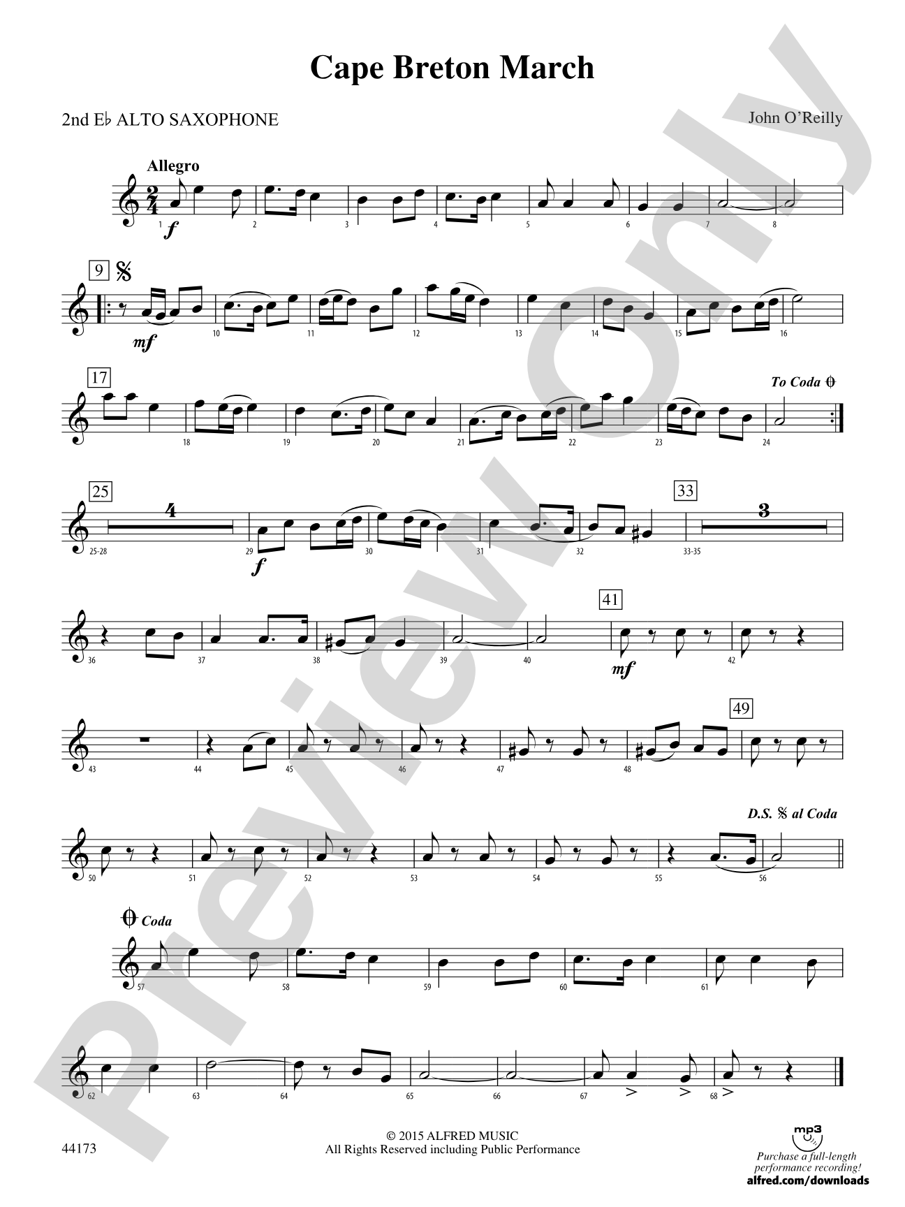 Cape Breton March: 2nd E-flat Alto Saxophone