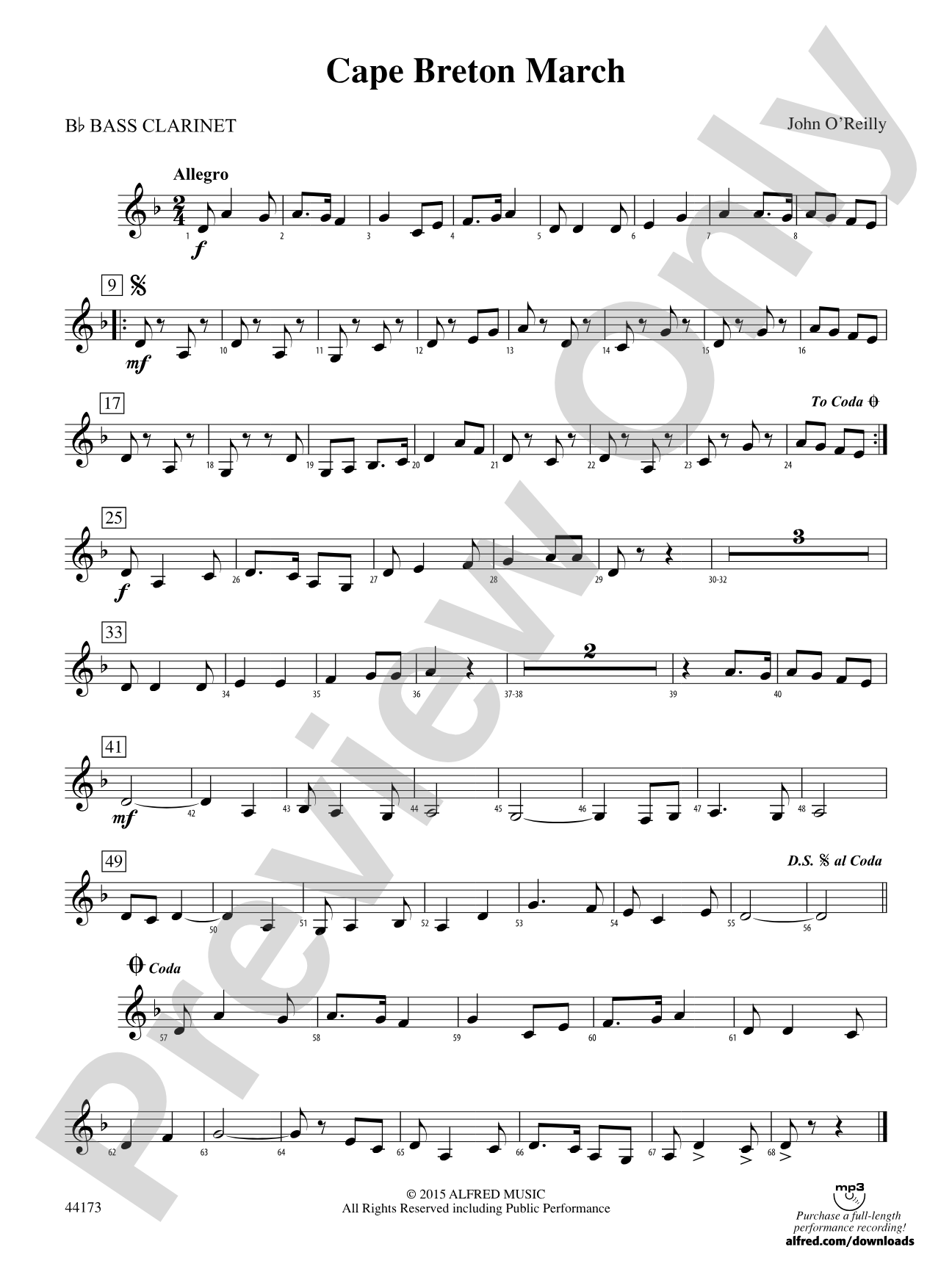 Cape Breton March: B-flat Bass Clarinet