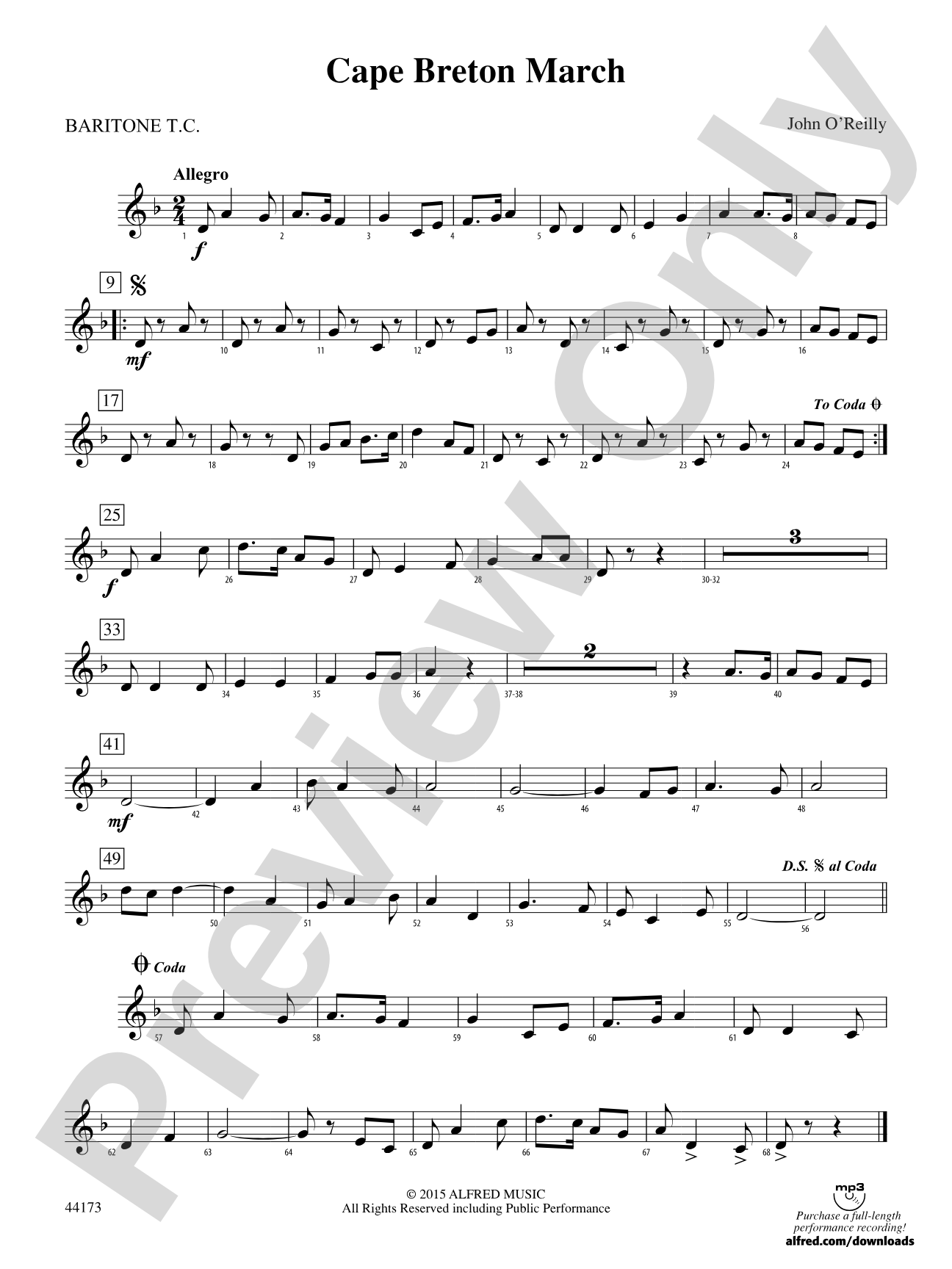 Cape Breton March: Baritone T.C.