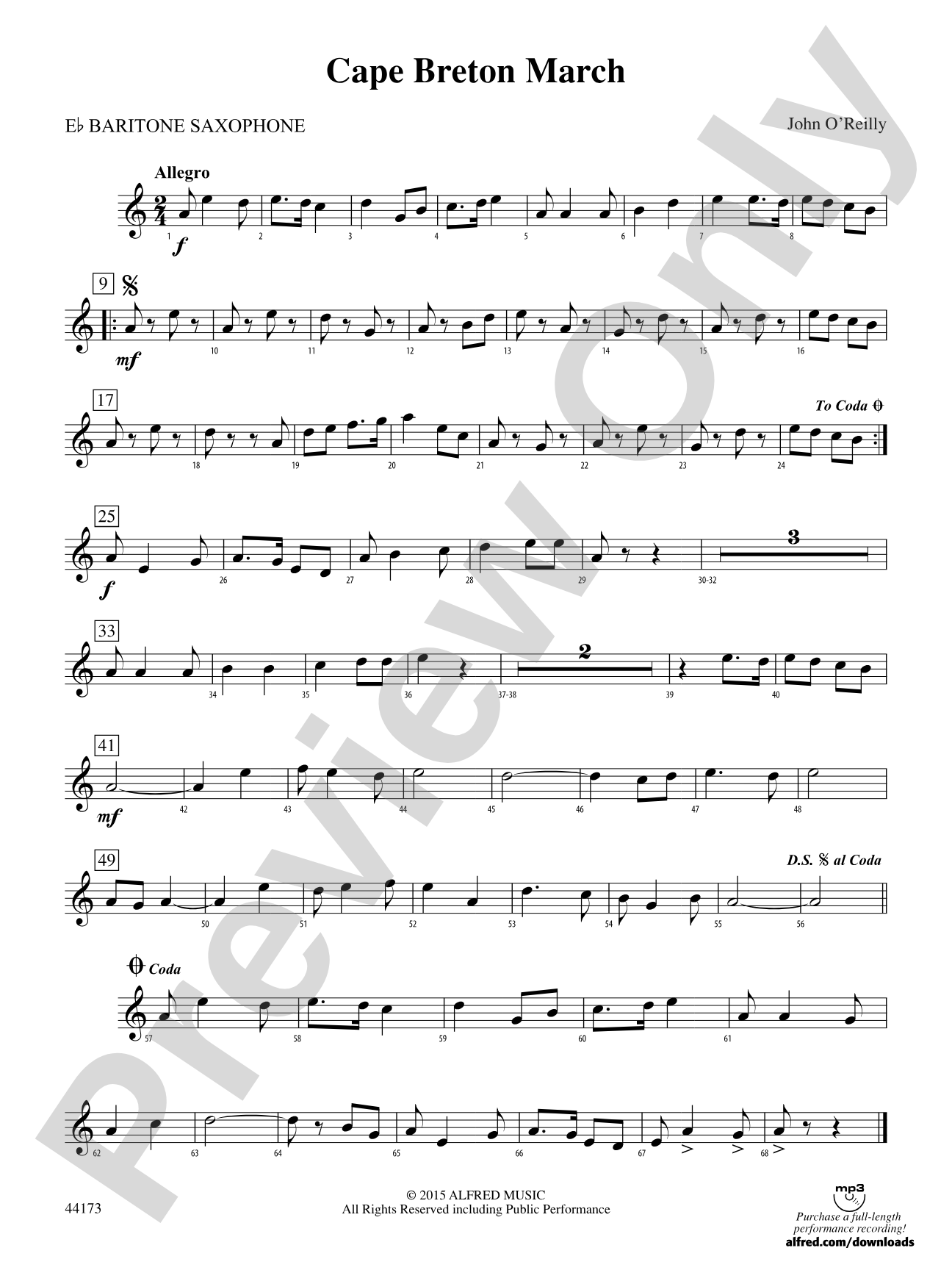 Cape Breton March: E-flat Baritone Saxophone
