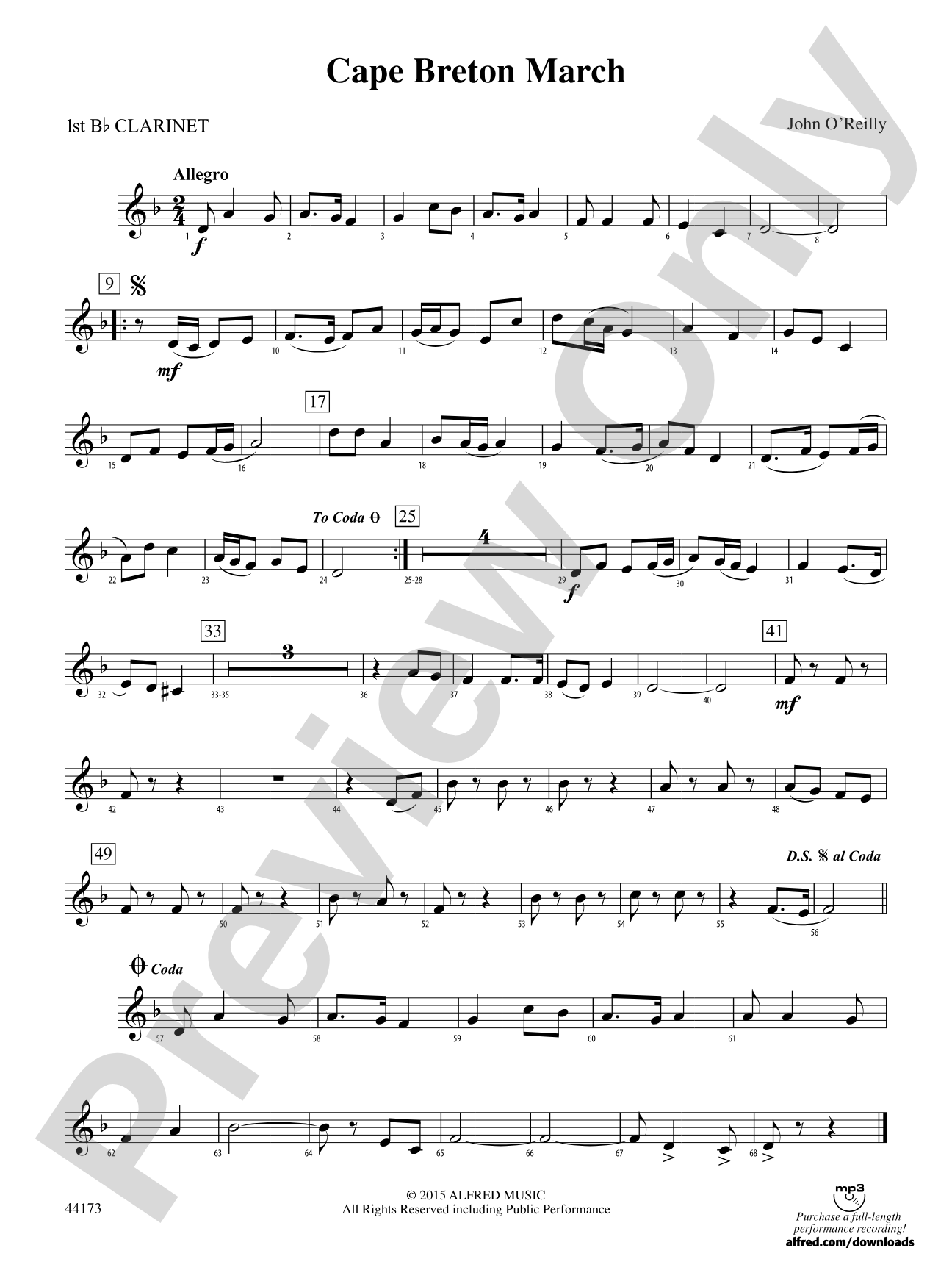 Cape Breton March: 1st B-flat Clarinet