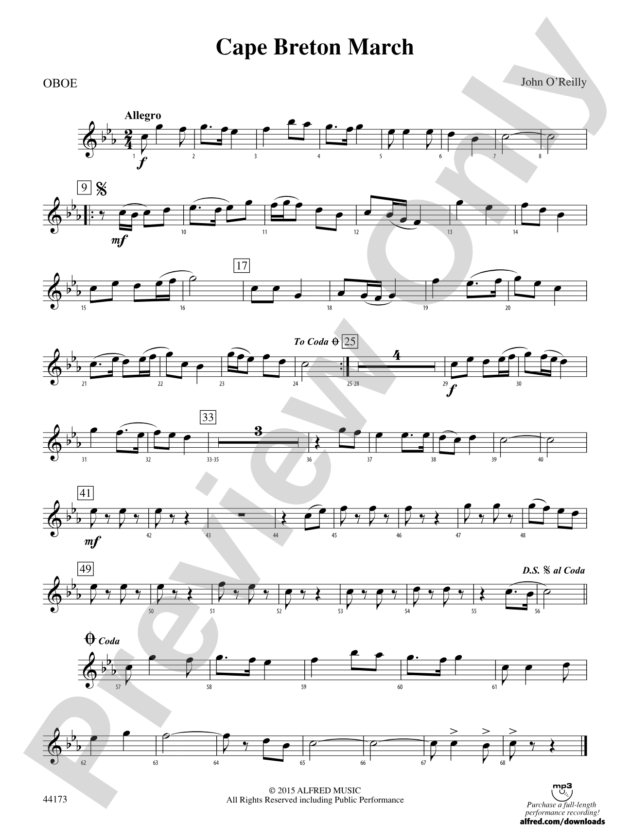 Cape Breton March: Oboe