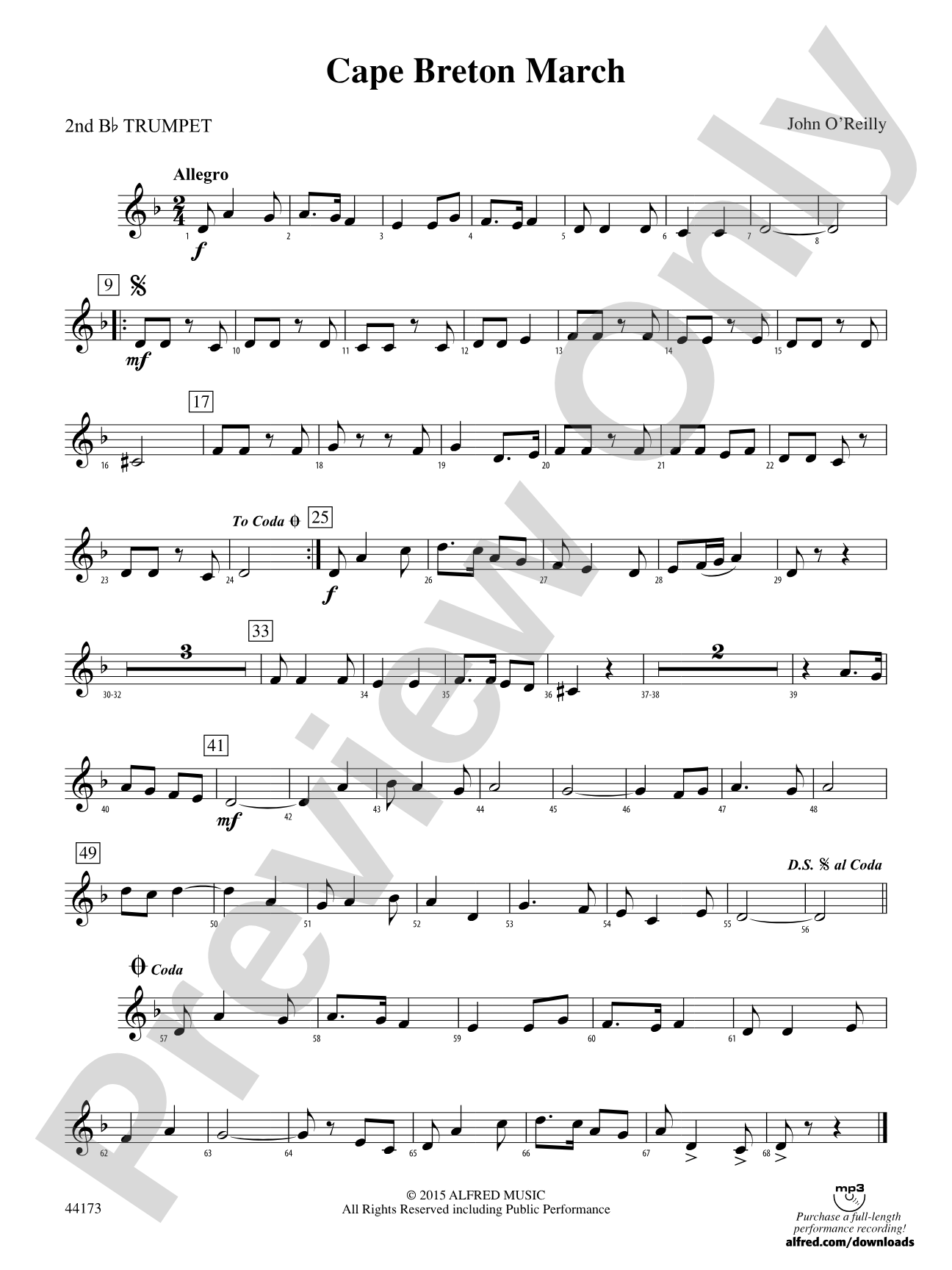 Cape Breton March: 2nd B-flat Trumpet